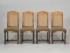 Antique French Dining Room Chairs, Barley Twist Legs, Requiring New Upholstery