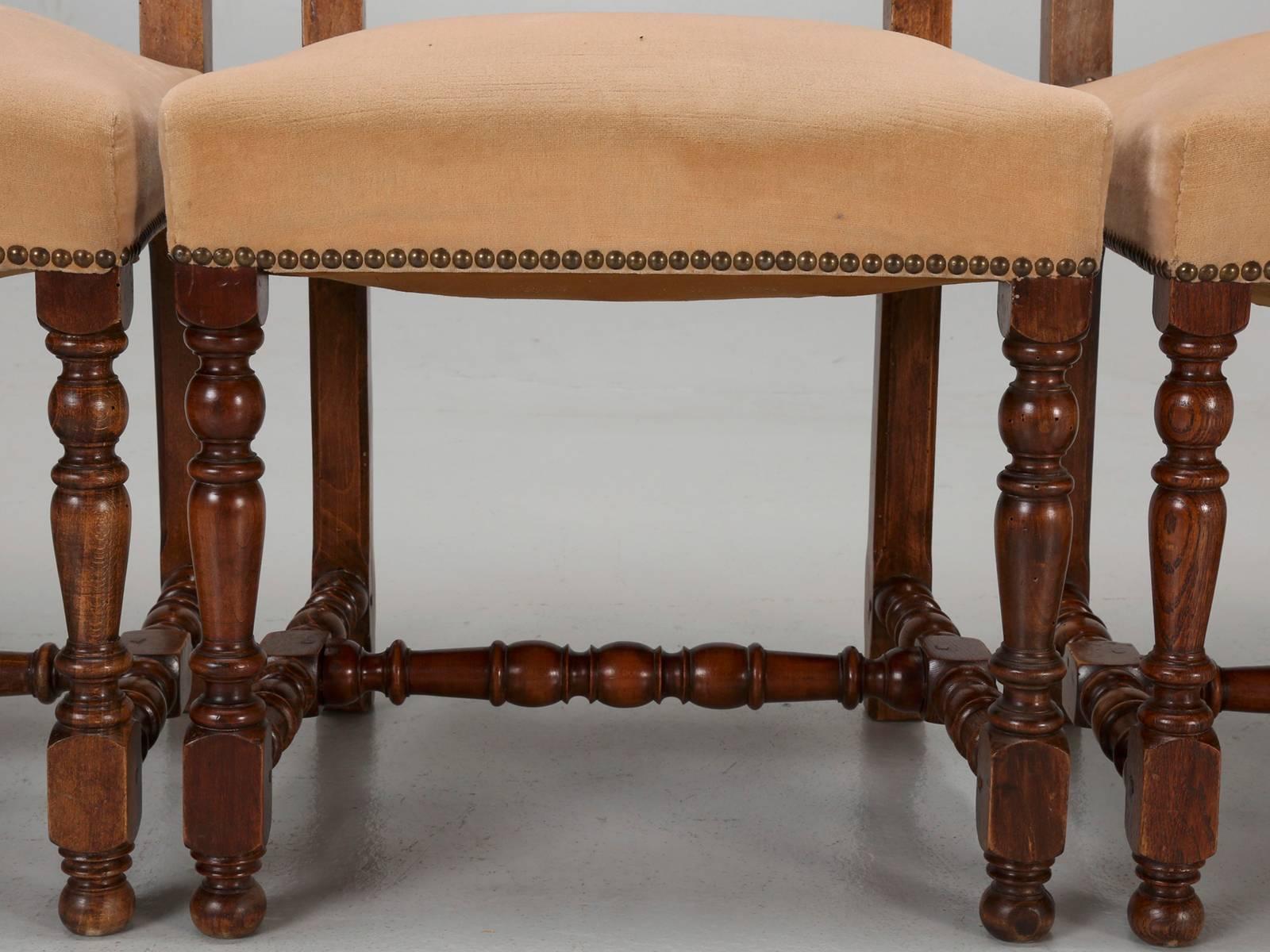 Antique French Dining Side Chairs, Set of Six In Fair Condition In Chicago, IL