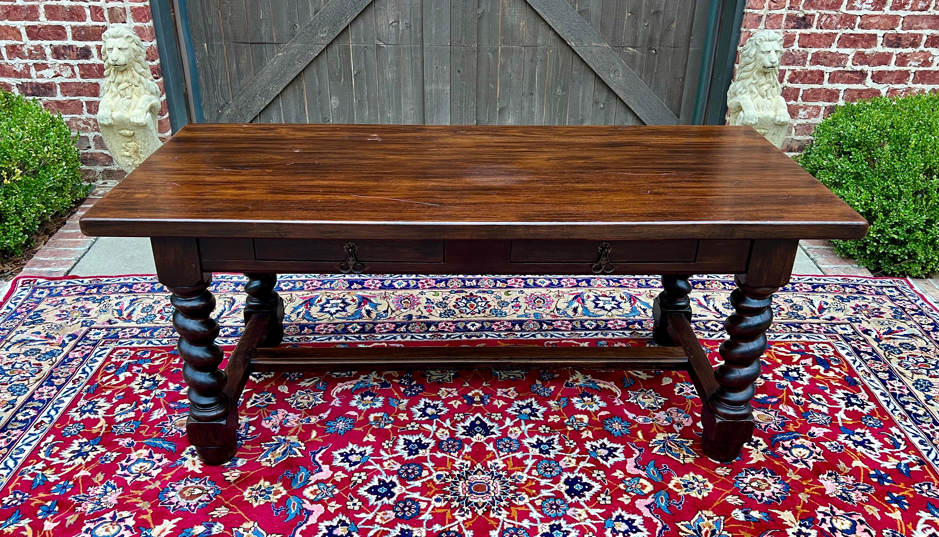 Antique French Dining Table Breakfast Table Barley Twist Dark Oak Drawers 1930s 5