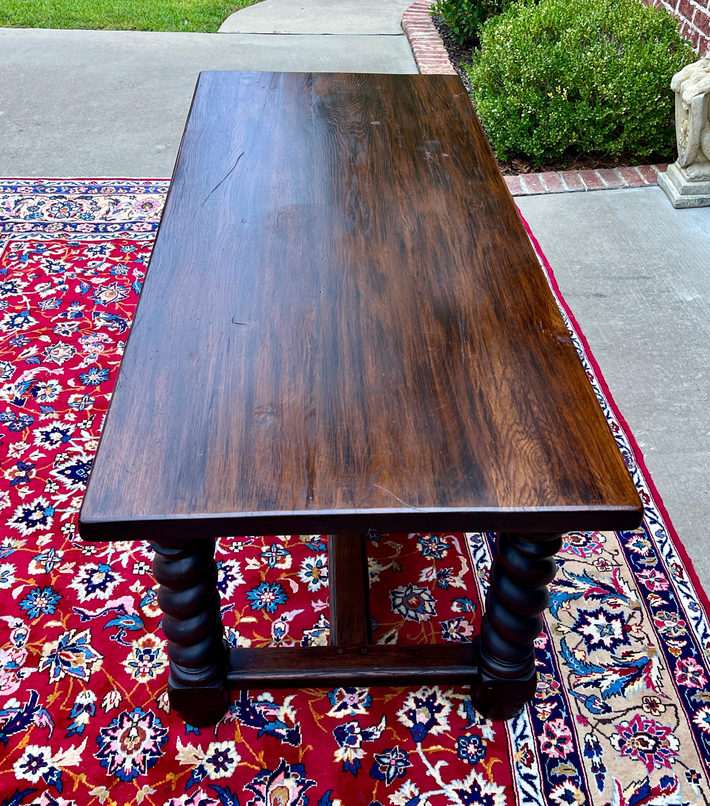Antique French Dining Table Breakfast Table Barley Twist Dark Oak Drawers 1930s 8
