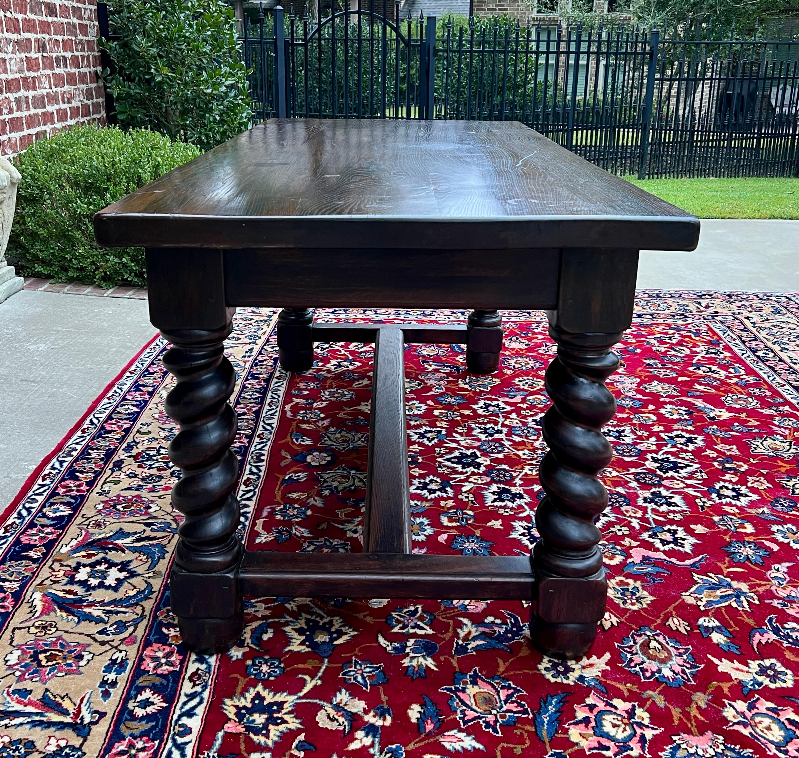 Carved Antique French Dining Table Breakfast Table Barley Twist Dark Oak Drawers 1930s