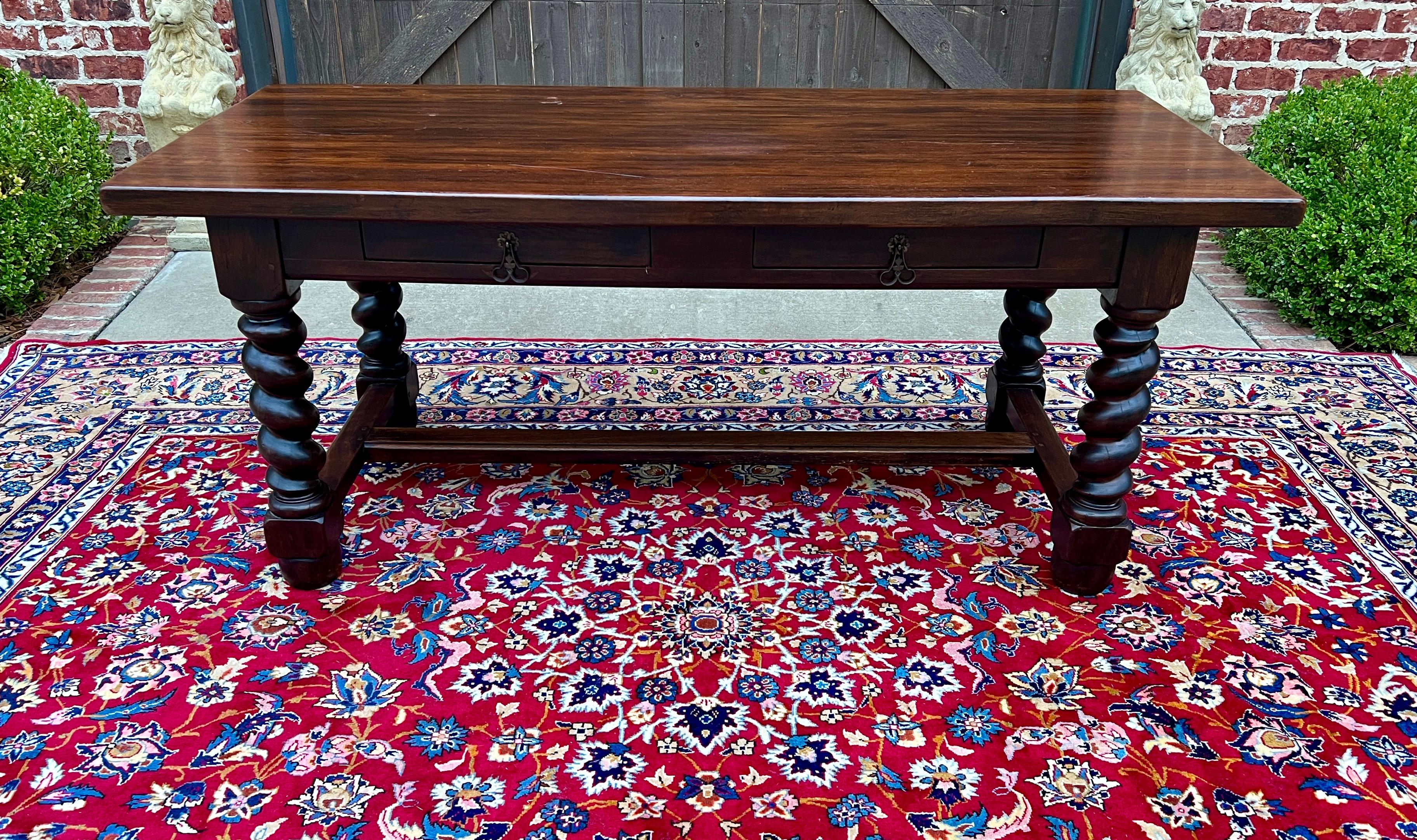 Antique French Dining Table Breakfast Table Barley Twist Dark Oak Drawers 1930s 2