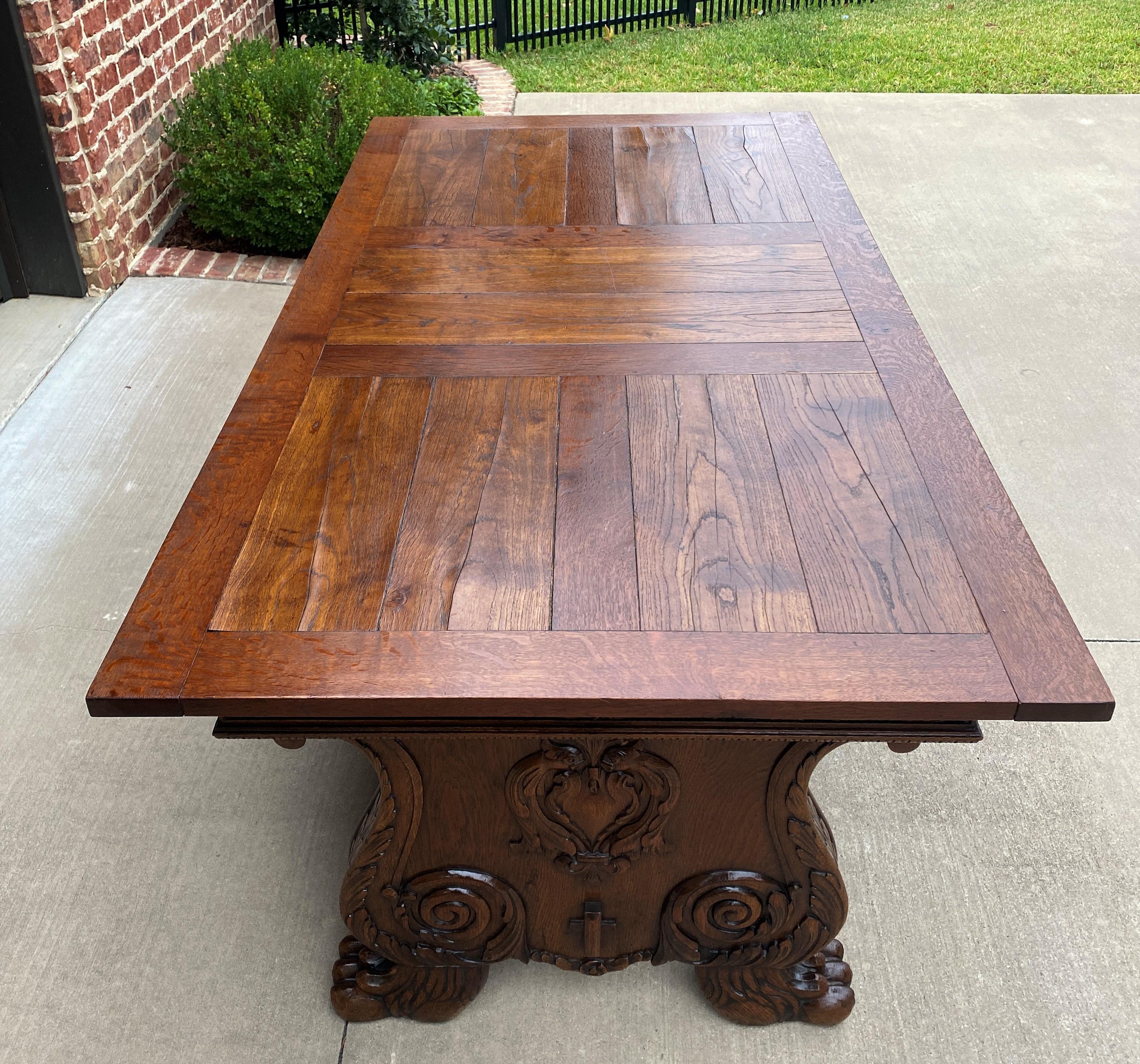 Antique French Dining Table Desk Conference Library Table Paw Feet Oak 19th C 5