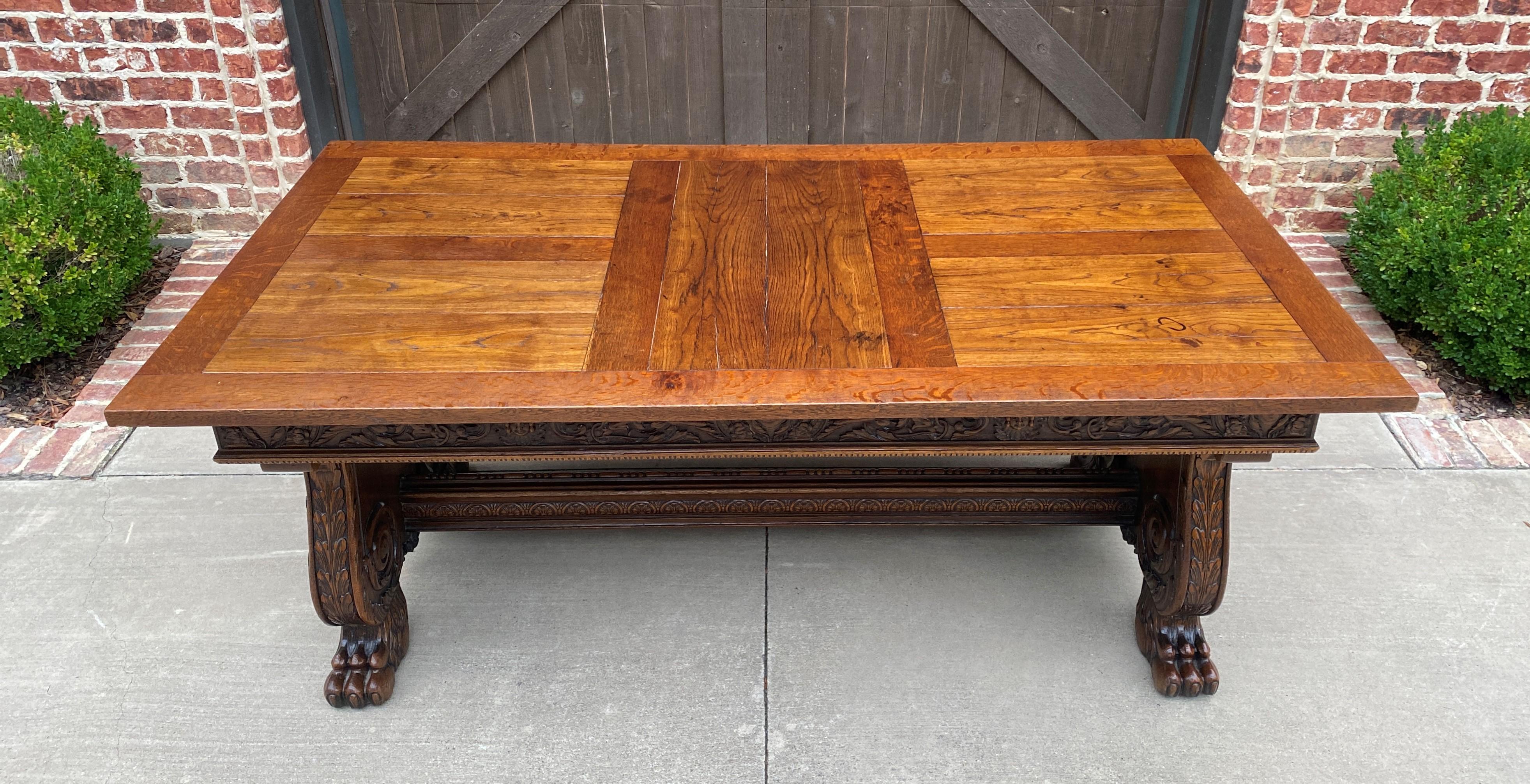 Antique French Dining Table Desk Conference Library Table Paw Feet Oak 19th C 7