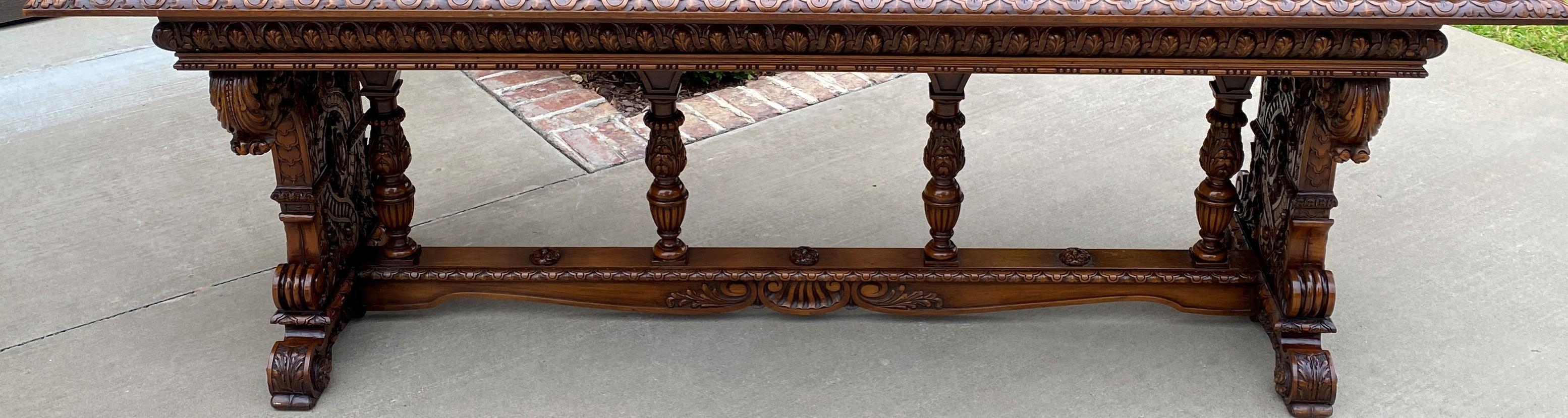 Antique French Dining Table Desk Library Conference Table Renaissance Walnut 4