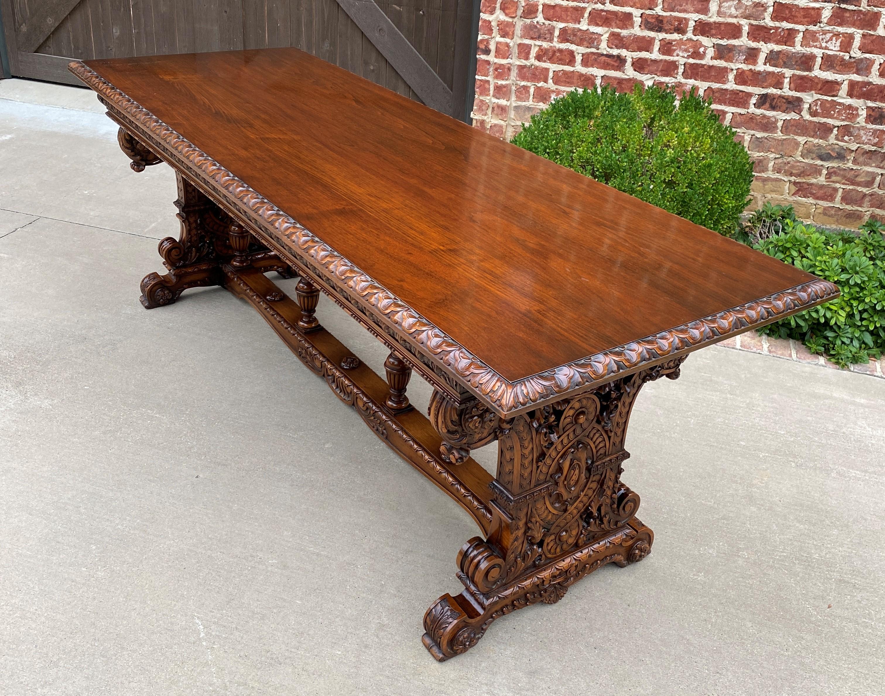 Antique French Dining Table Desk Library Conference Table Renaissance Walnut 8