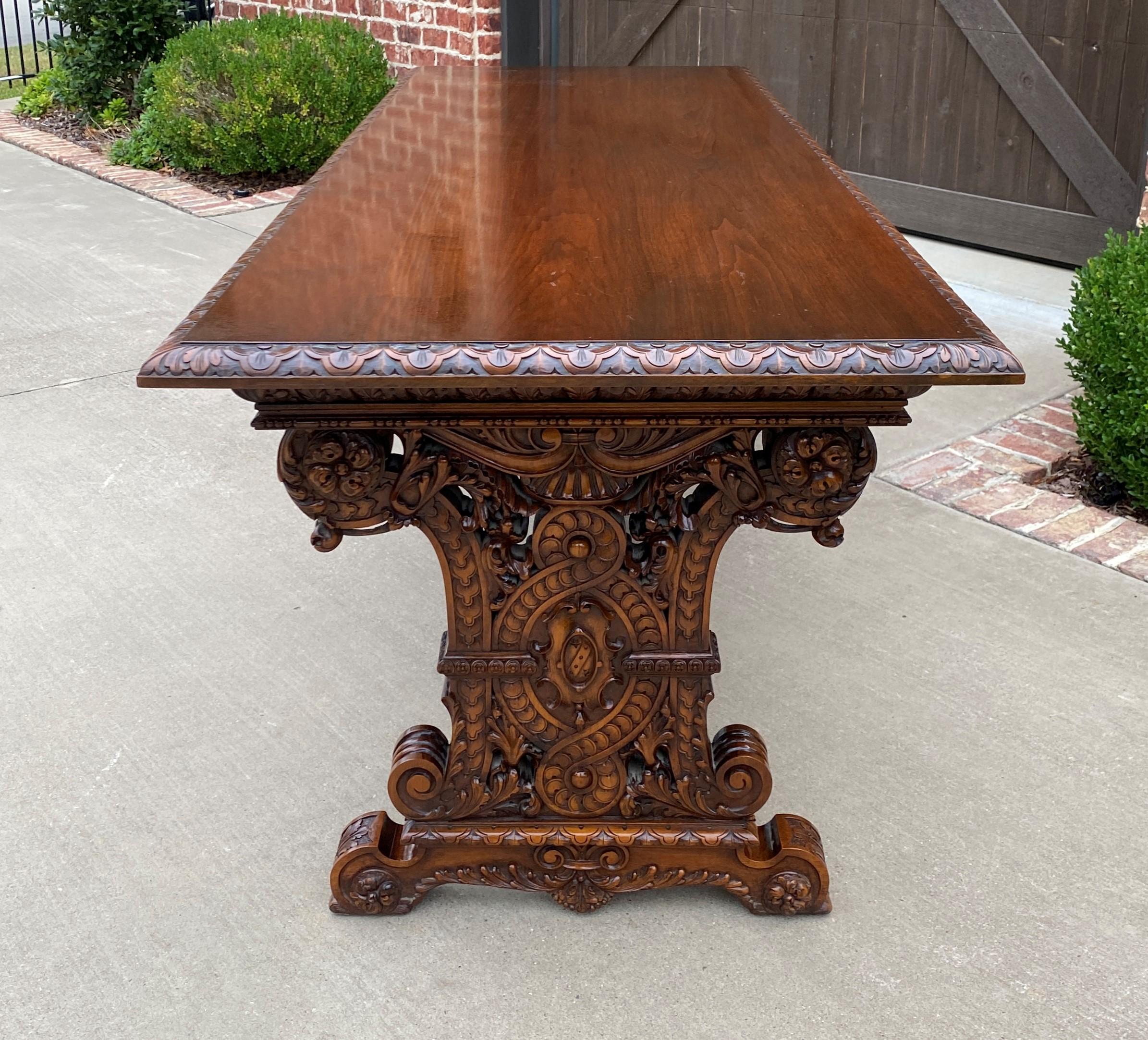 Antique French Dining Table Desk Library Conference Table Renaissance Walnut 9