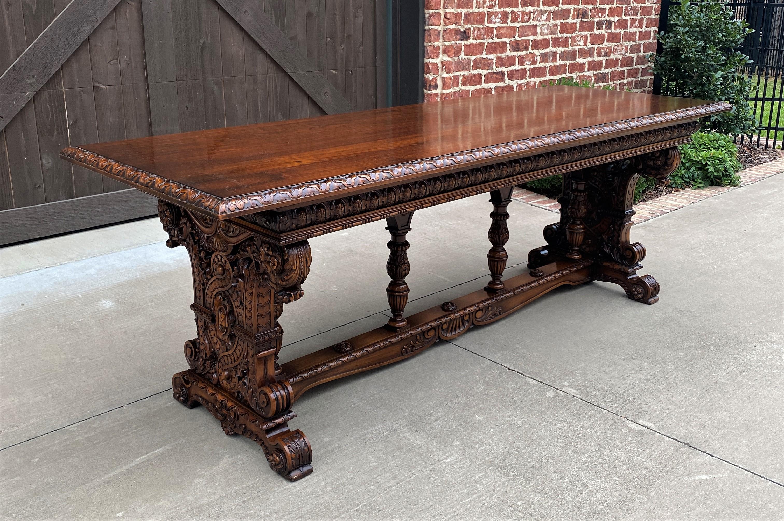 Antique French Dining Table Desk Library Conference Table Renaissance Walnut 12