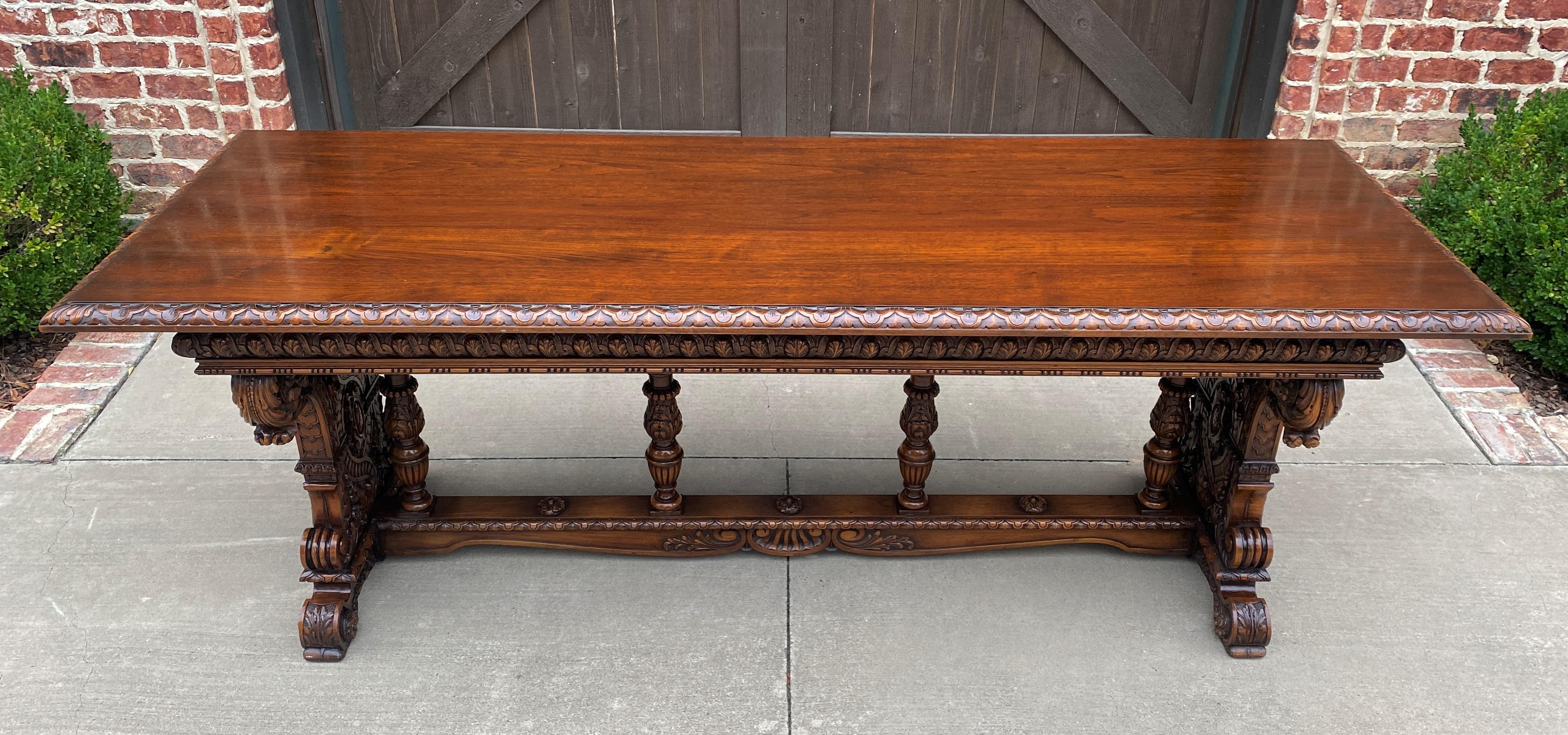 Stunning antique French walnut Renaissance Revival dining table conference library table or desk~~highly carved~~c. 1900s-1920s

Use as a dining table or an office/library conference table or desk~~perfect for holiday gatherings

Exquisitely