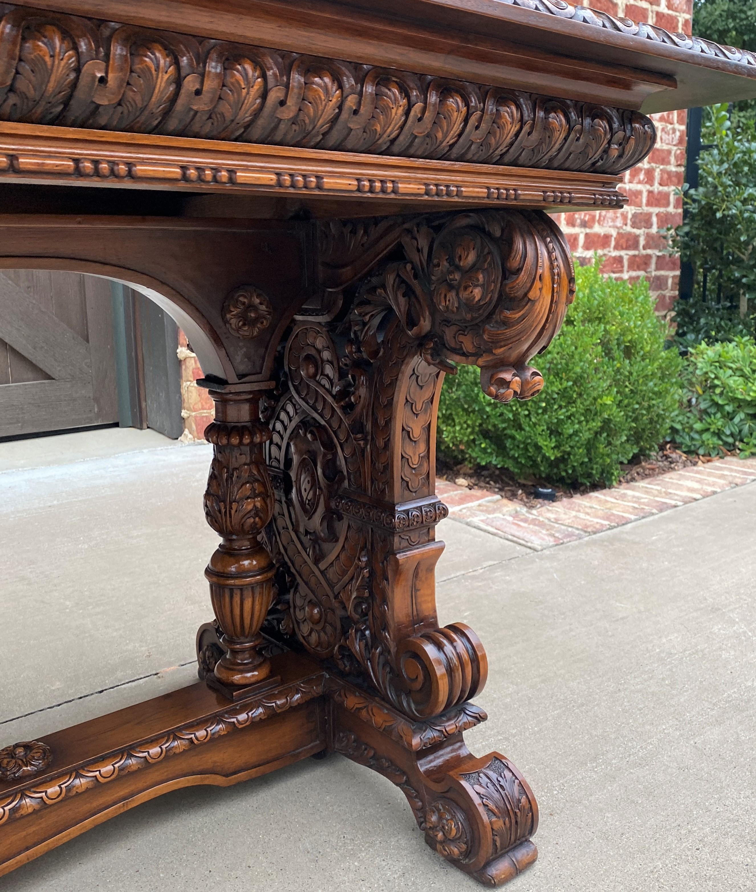 Antique French Dining Table Desk Library Conference Table Renaissance Walnut In Good Condition In Tyler, TX