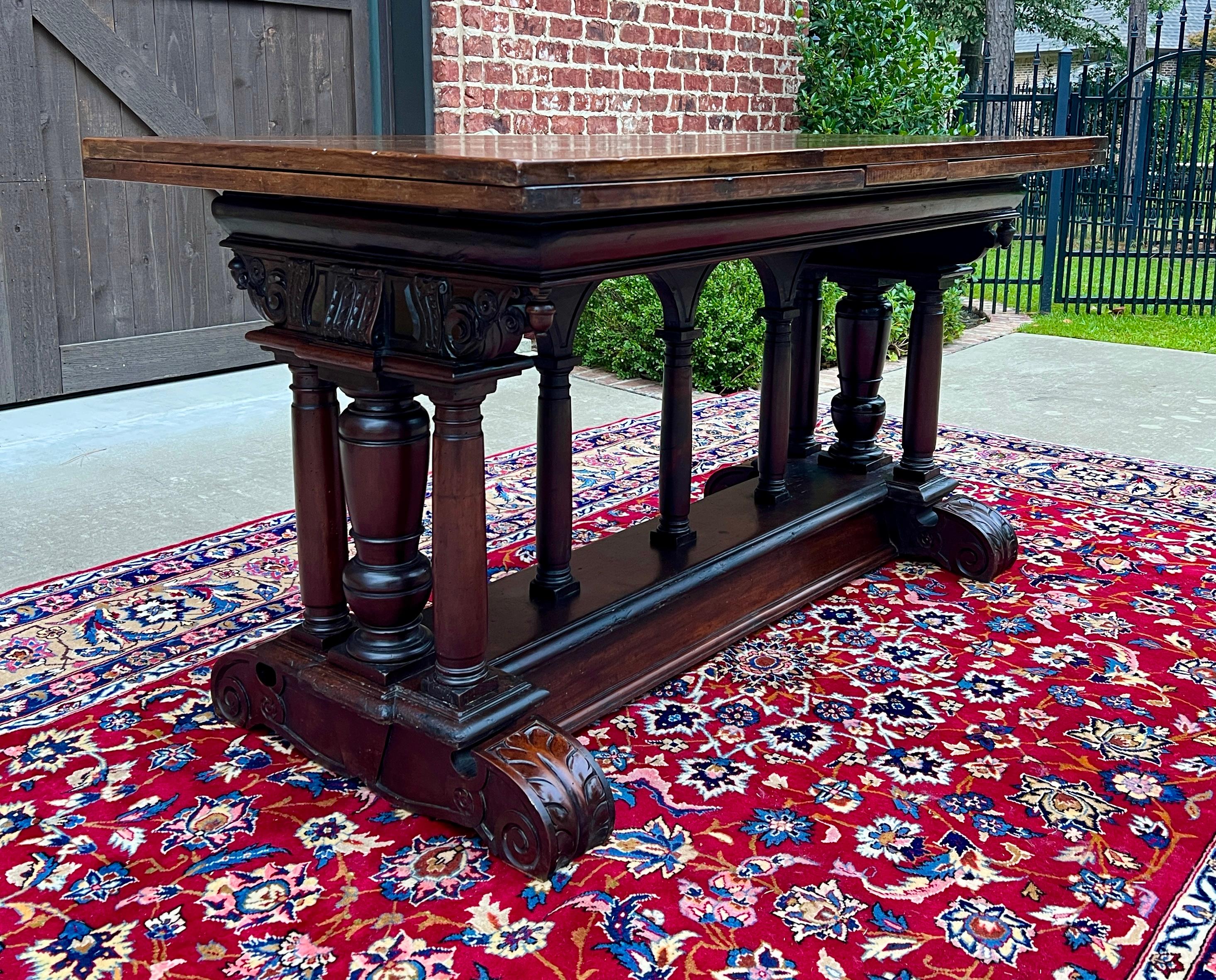 Renaissance Revival Antique French Dining Table Draw Leaf Altar Table Carved Oak SUPERB Mid-19th C For Sale
