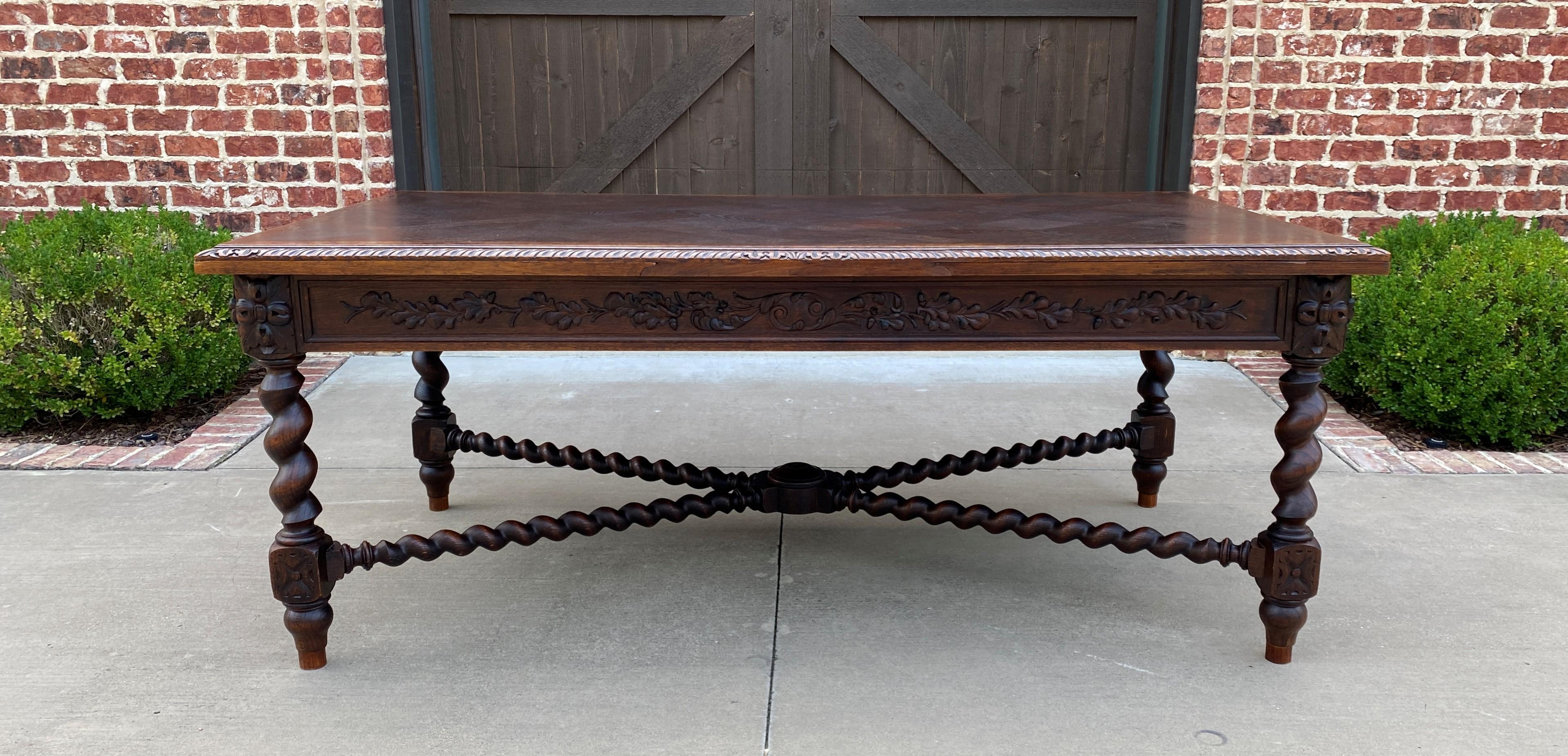 Antique French Dining Table Draw Leaf Desk Library Conference Table Barley Twist 5