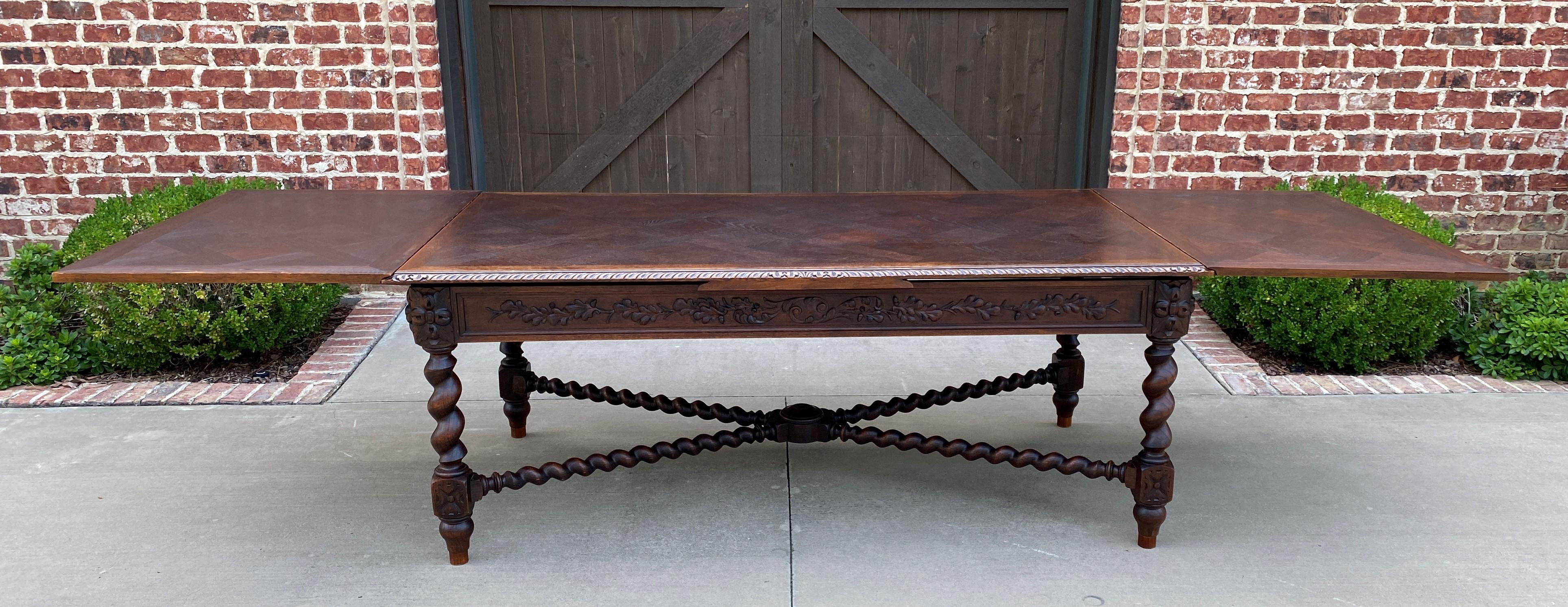 Antique French Dining Table Draw Leaf Desk Library Conference Table Barley Twist 7