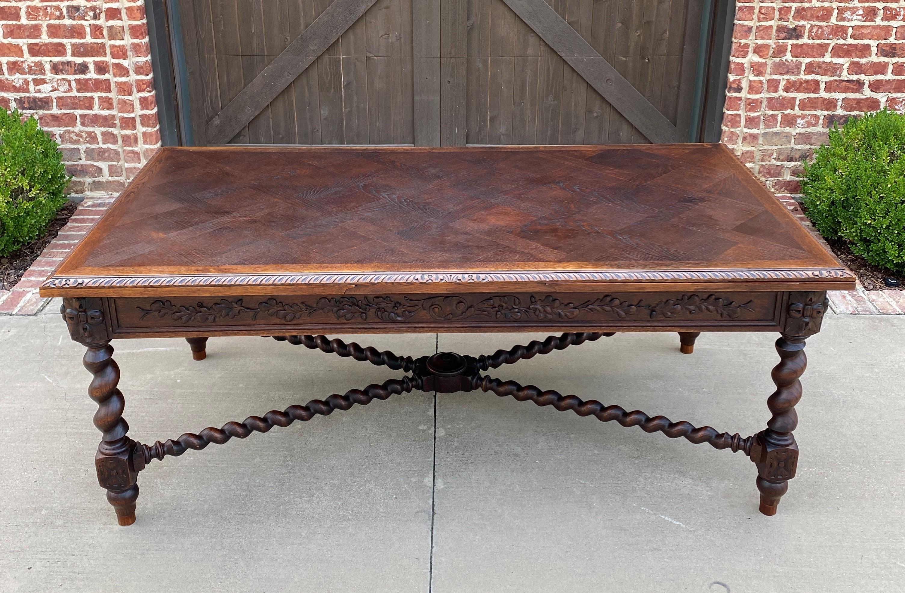 Antique French Dining Table Draw Leaf Desk Library Conference Table Barley Twist 8