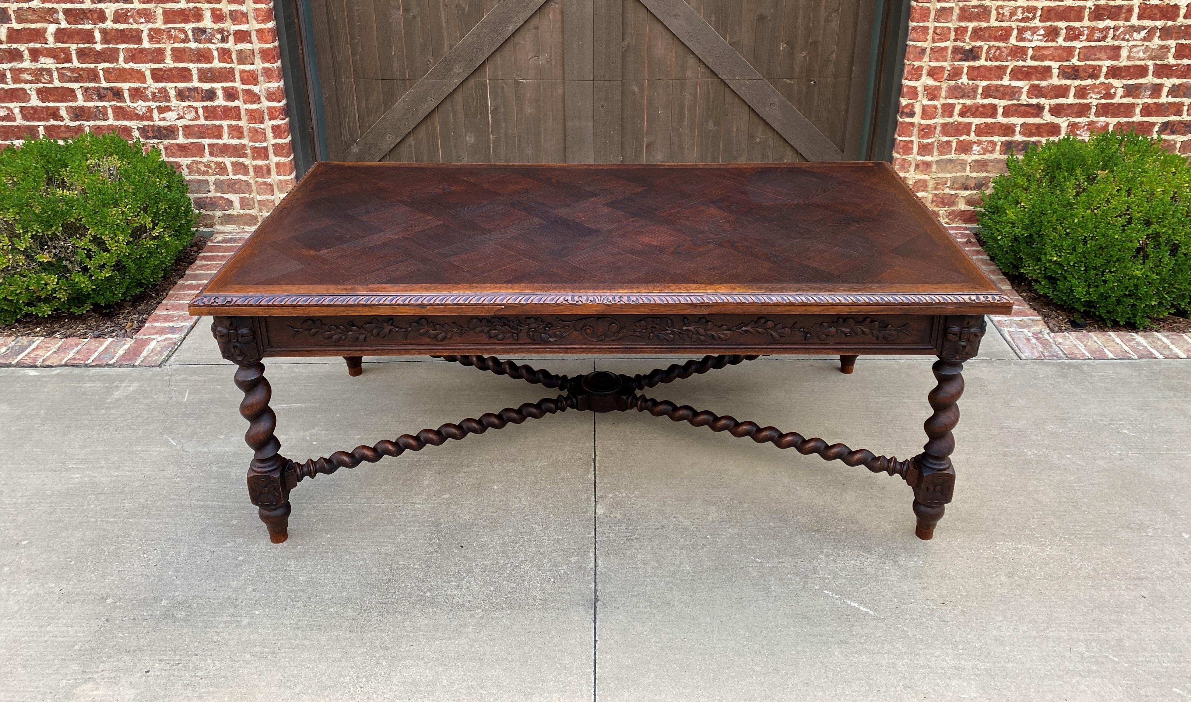 Superb 19th century antique French oak barley twist dining table farm table conference library table or desk~~draw leaf~~c. 1880s

This table has 