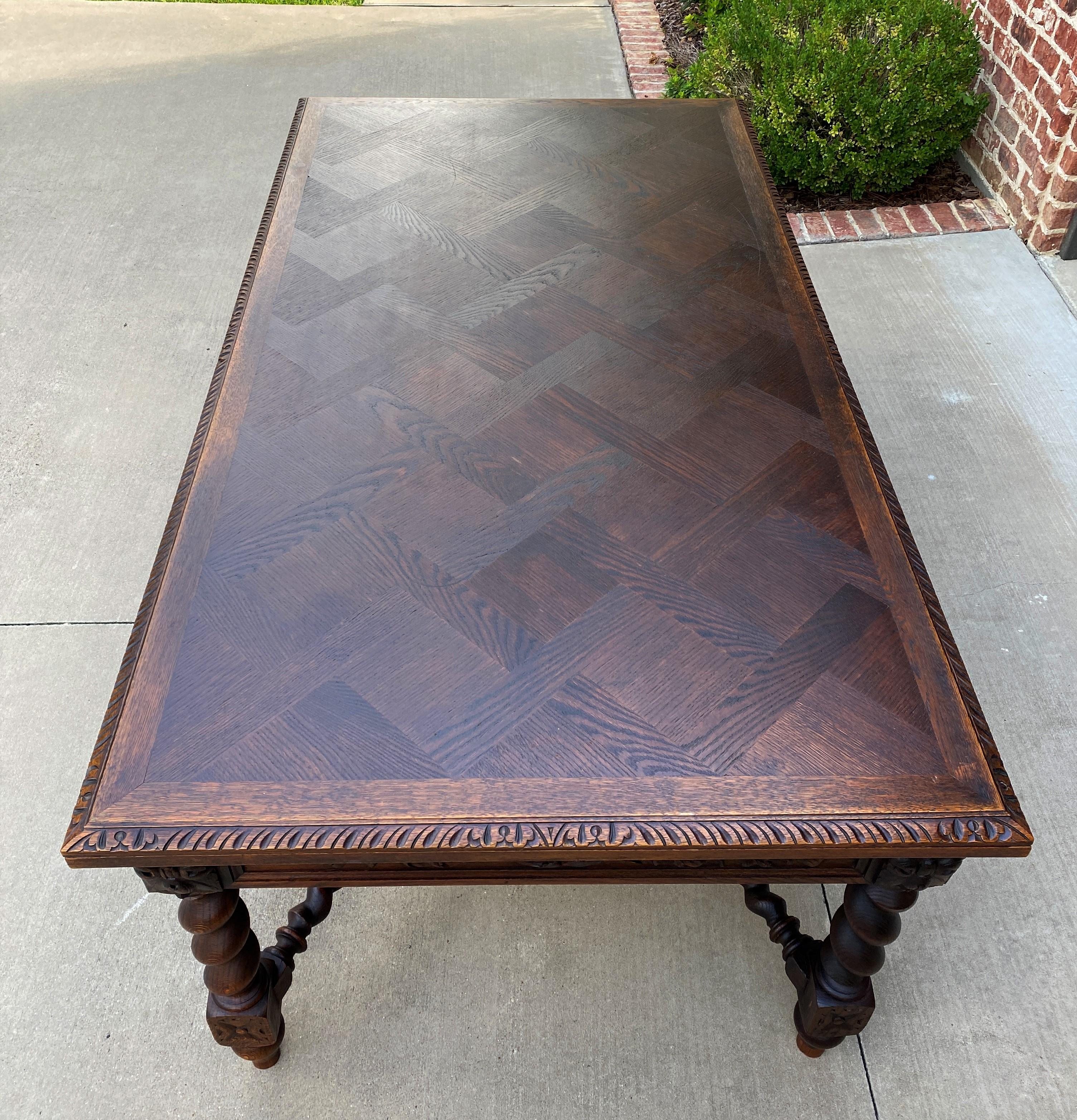 Antique French Dining Table Draw Leaf Desk Library Conference Table Barley Twist In Good Condition In Tyler, TX