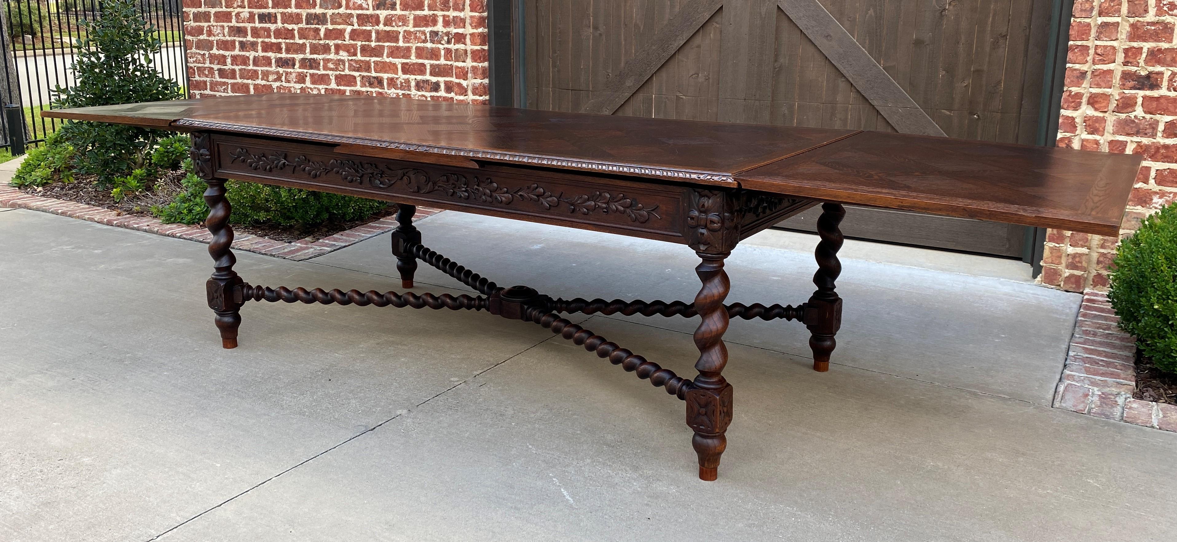 Antique French Dining Table Draw Leaf Desk Library Conference Table Barley Twist 1