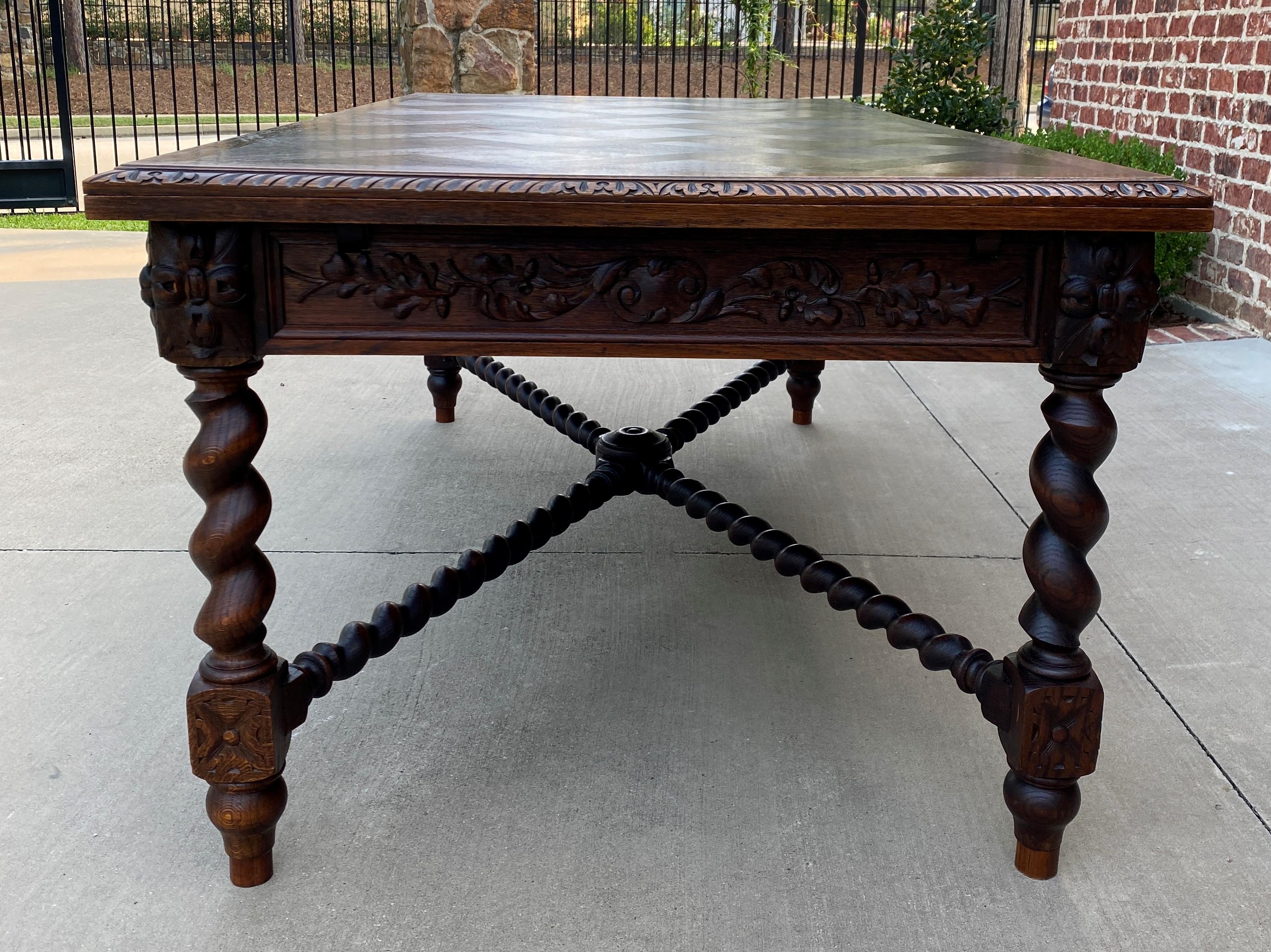 Antique French Dining Table Draw Leaf Desk Library Conference Table Barley Twist 2
