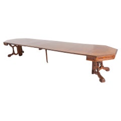 Antique French Dining Table Extending Walnut 20 Seater