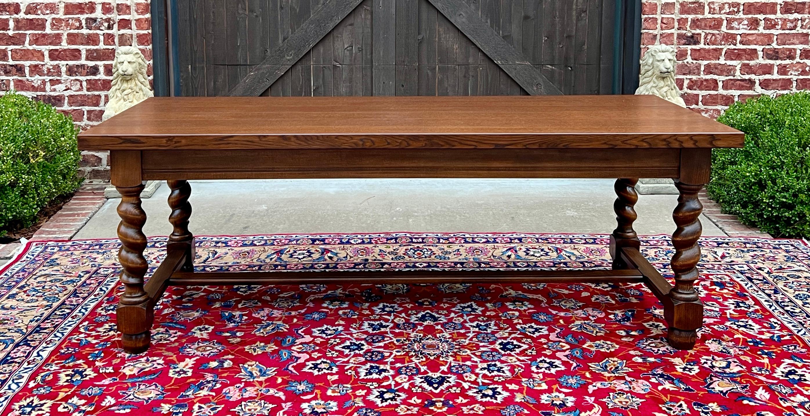 CHARMING Antique French Oak Farmhouse Barley Twist Dining Table with 