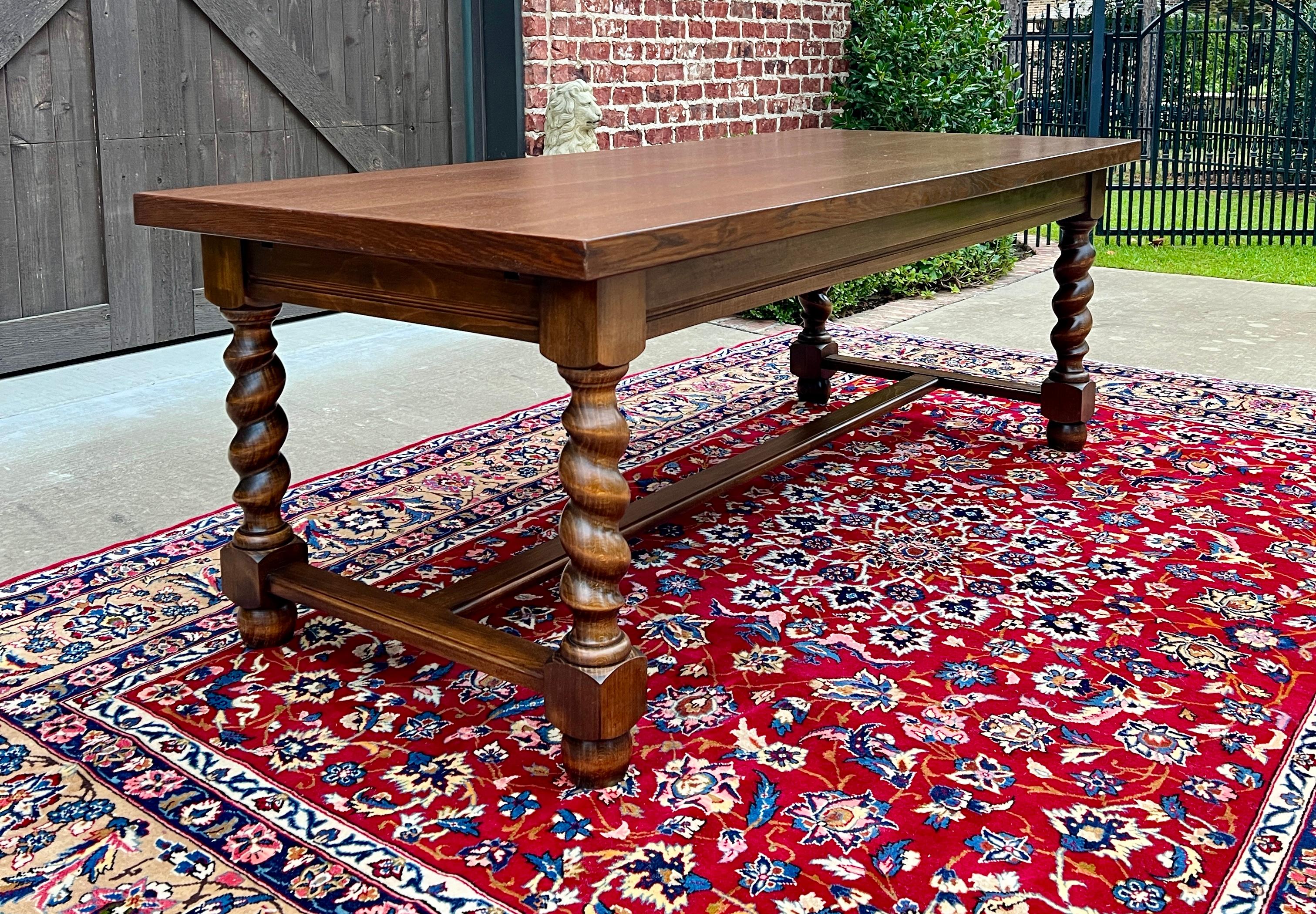 Renaissance Revival Antique French Dining Table Farmhouse Farm Barley Twist Oak 82.5