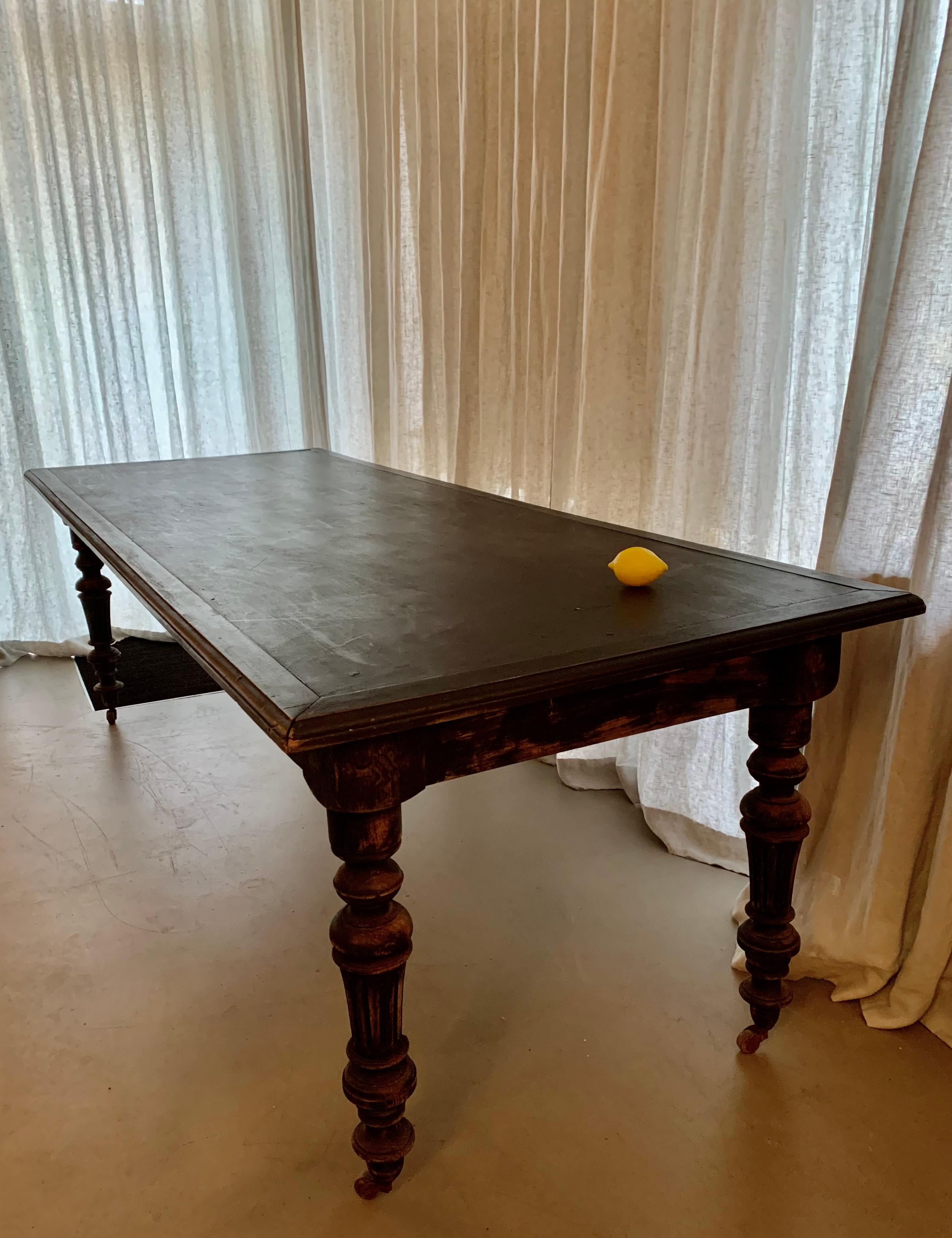Painted Antique French Dining Table For Sale