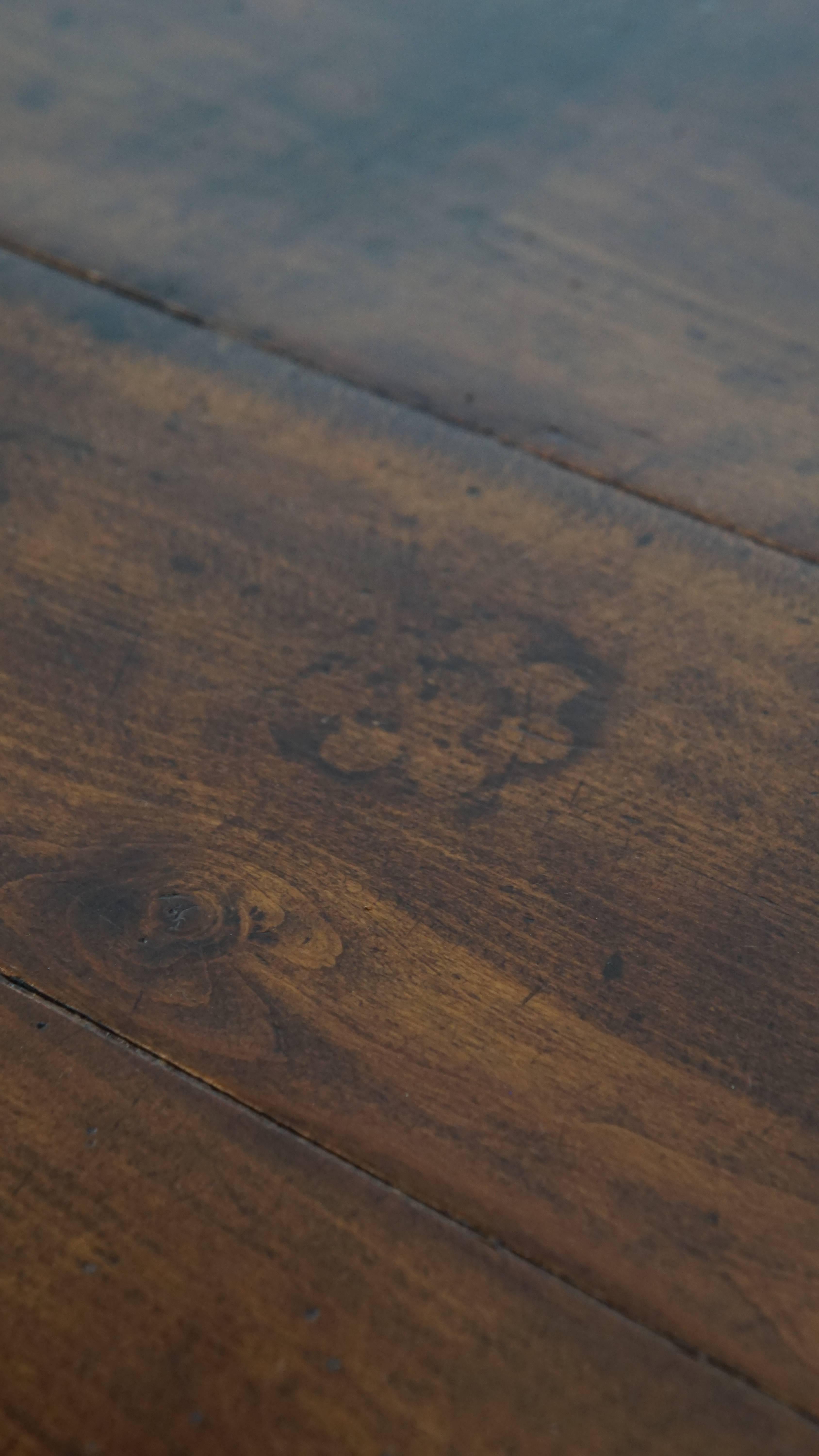 Antique French Dining Table in Fruitwood from the 18th Century with 2 Drawers For Sale 5