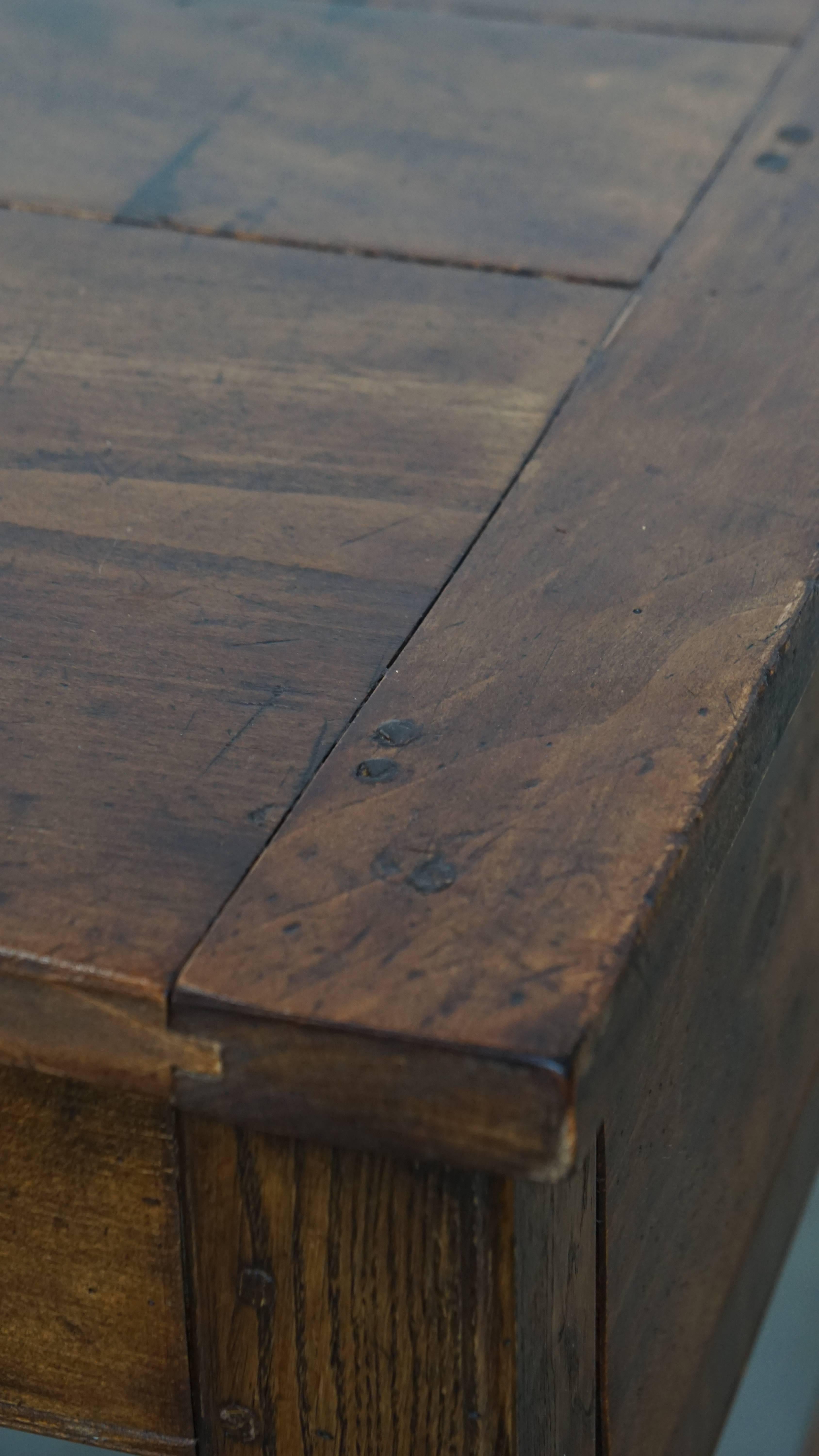 Antique French Dining Table in Fruitwood from the 18th Century with 2 Drawers For Sale 8