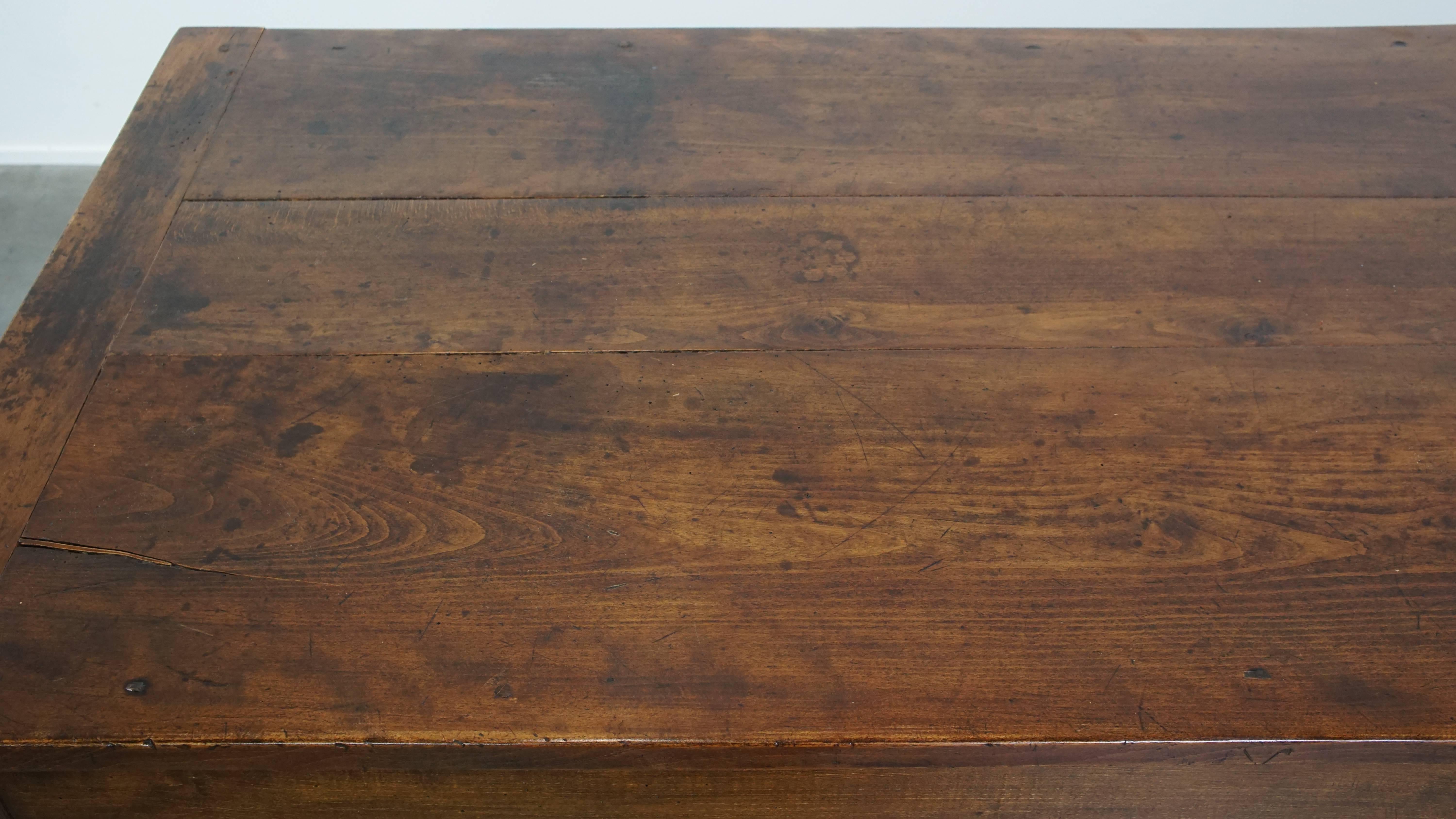 18th Century and Earlier Antique French Dining Table in Fruitwood from the 18th Century with 2 Drawers For Sale