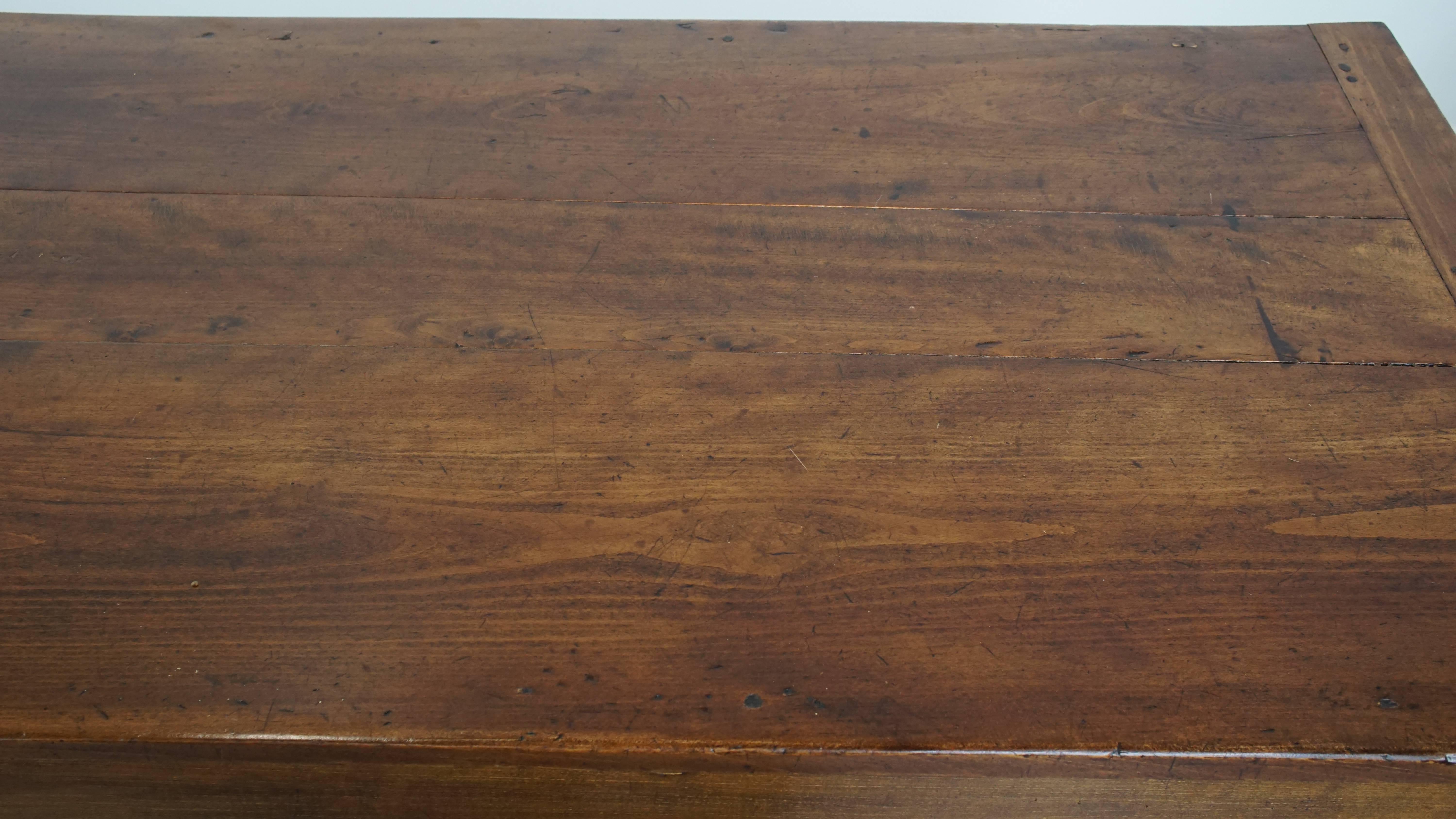 Wood Antique French Dining Table in Fruitwood from the 18th Century with 2 Drawers For Sale