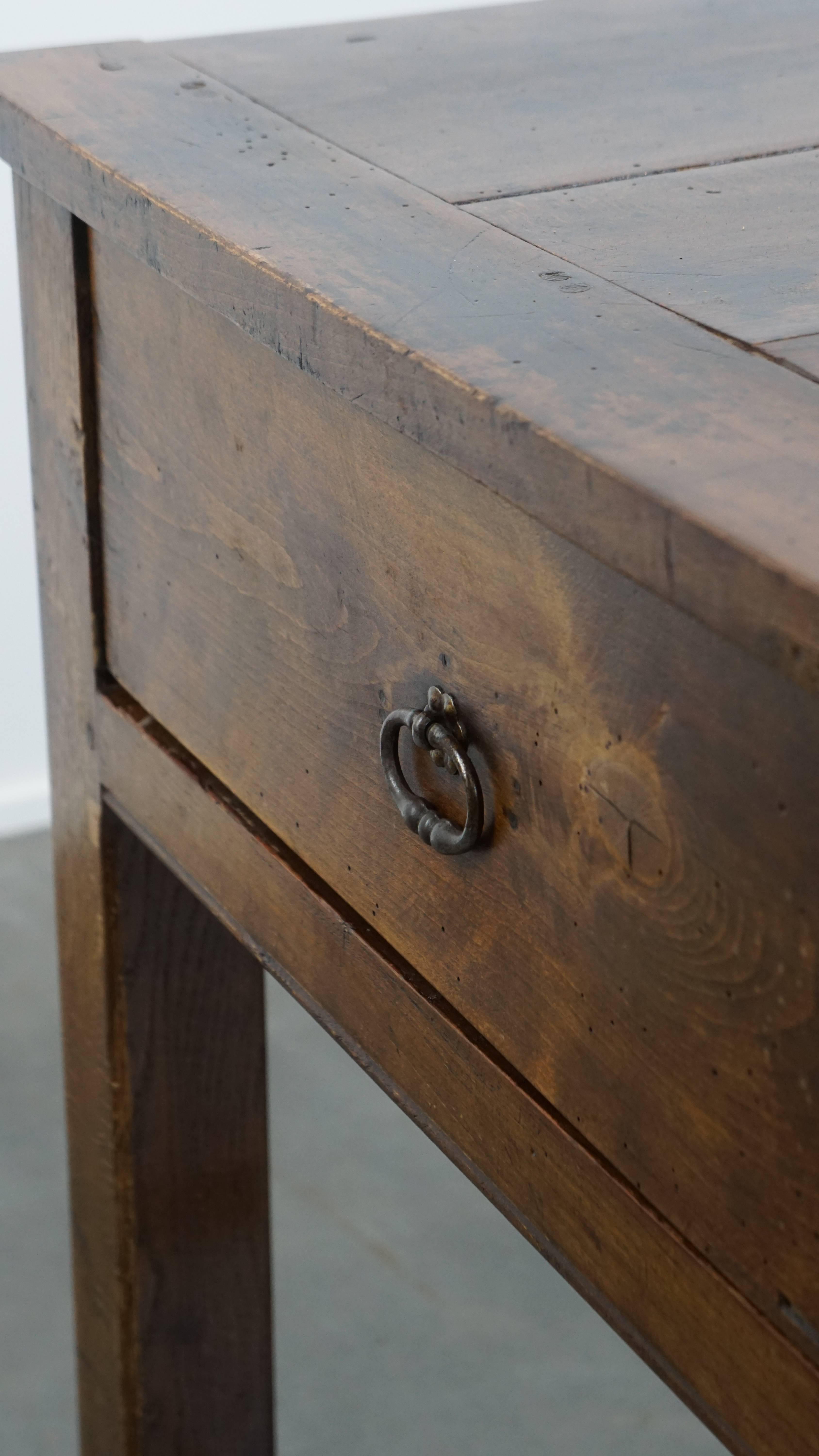 Antique French Dining Table in Fruitwood from the 18th Century with 2 Drawers For Sale 2