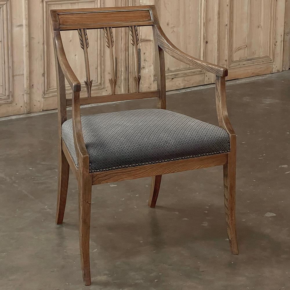 Antique French Directoire Armchair is a relatively rare find, especially with this level of quality and preservation!  The diamond pattern mohair is of the best quality but showing its age, so probably best replaced in the near future.  The frames
