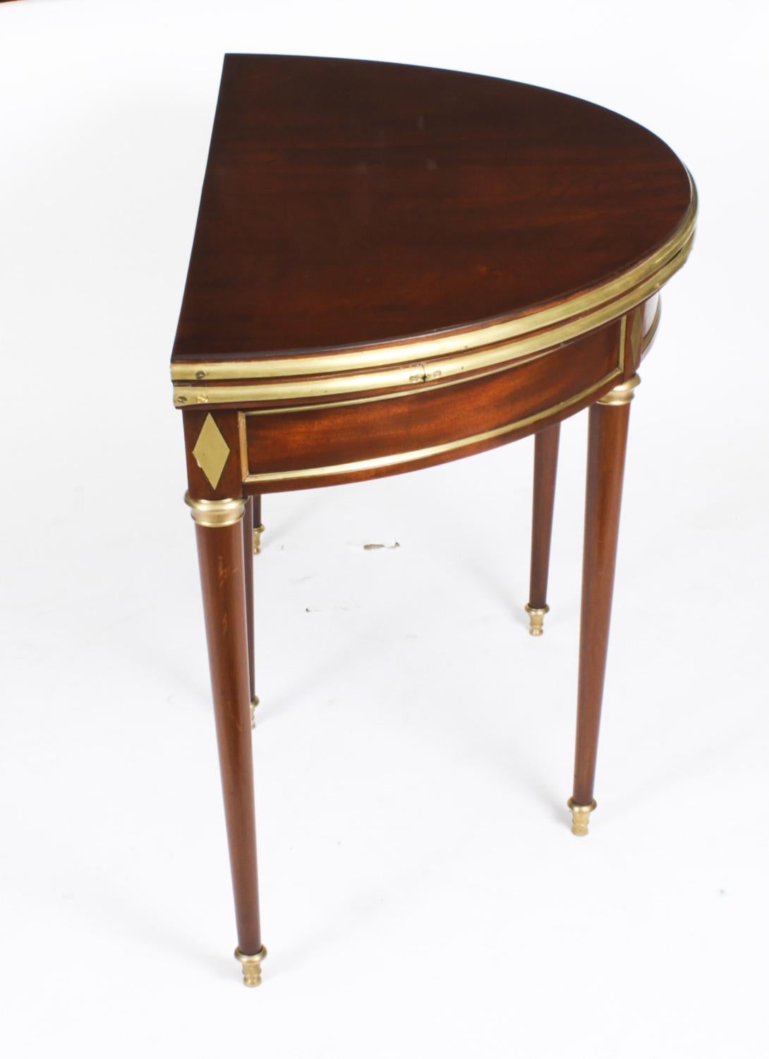 Antique French Directoire Brass Mounted Card Table Early 19th Century For Sale 12