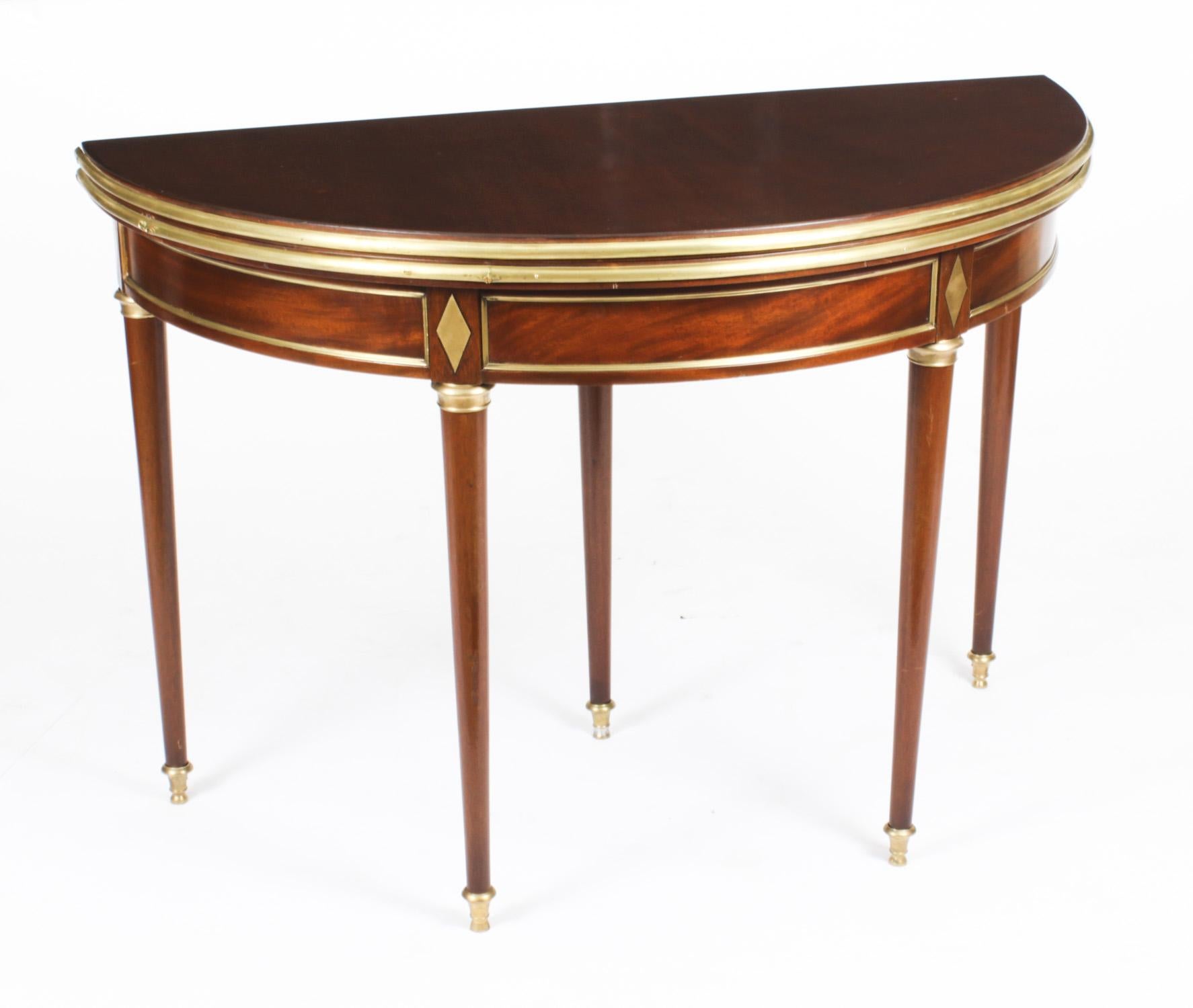 Antique French Directoire Brass Mounted Card Table Early 19th Century For Sale 13
