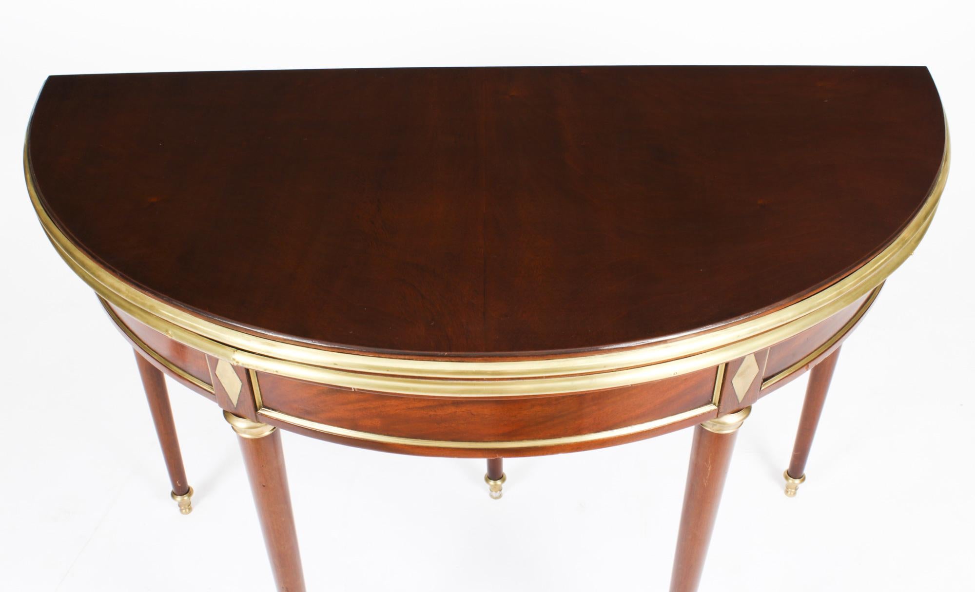 Antique French Directoire Brass Mounted Card Table Early 19th Century In Good Condition For Sale In London, GB