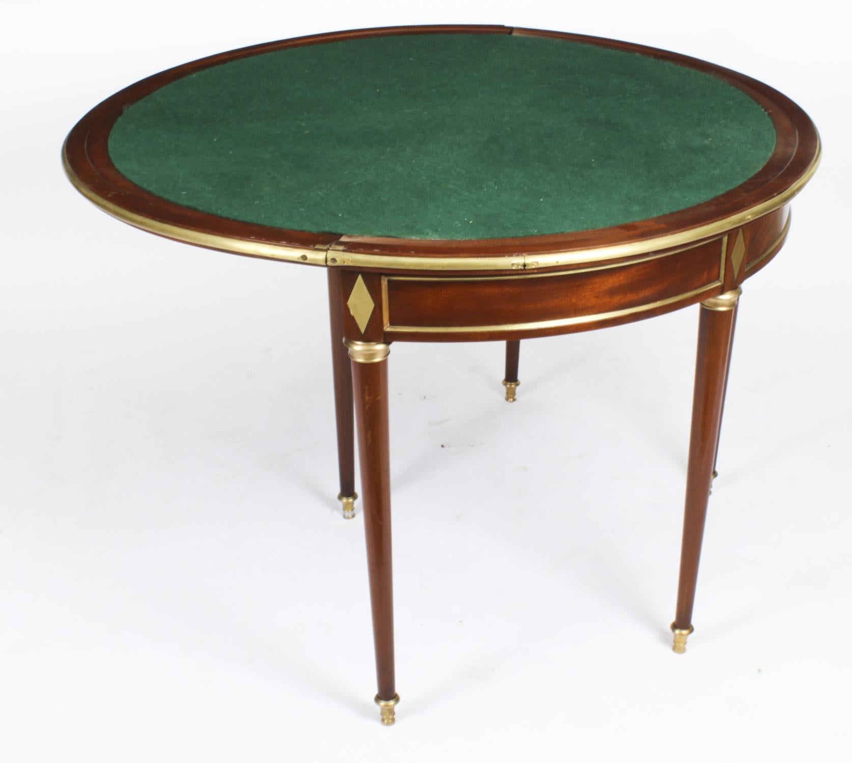 Antique French Directoire Brass Mounted Card Table Early 19th Century For Sale 6