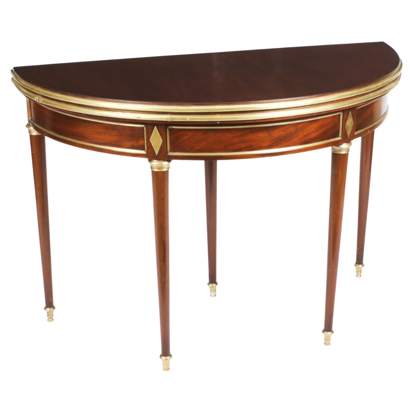 Antique French Directoire Brass Mounted Card Table Early 19th Century For Sale