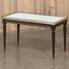Antique French Directoire Carrara Marble Top Coffee Table