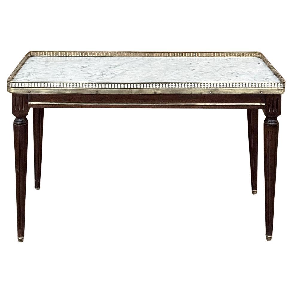Antique French Directoire Carrara Marble Top Coffee Table
