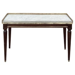 Antique French Directoire Mesa de centro con tapa de mármol de Carrara