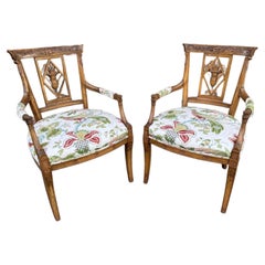 Antique French Directoire Chair with Schumacher Upholstery, 1900