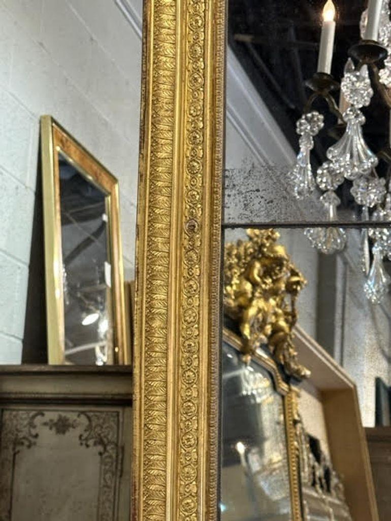 19th Century Antique French Directoire Giltwood Mirror with Divided Mercury Glass For Sale