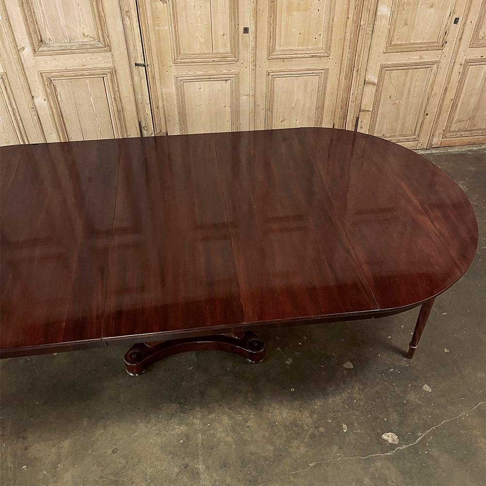 20th Century Antique French Directoire Mahogany Banquet Table with 3 Leaves For Sale