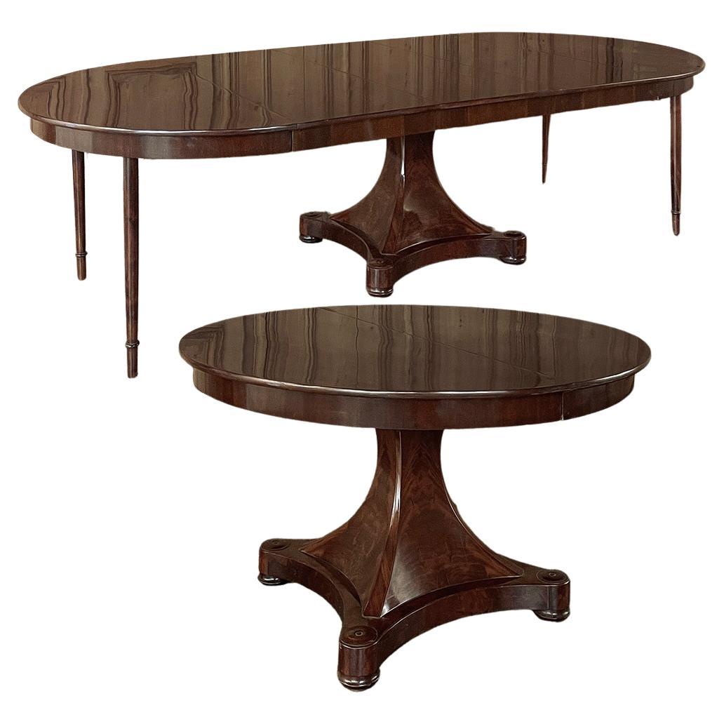 Antique French Directoire Mahogany Banquet Table with 3 Leaves For Sale