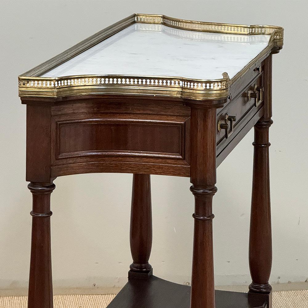 Antique French Directoire Mahogany Console with Carrara Marble Top For Sale 4