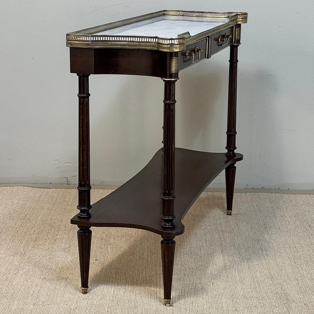 Antique French Directoire Console in mogano con piano in marmo di Carrara in vendita 2