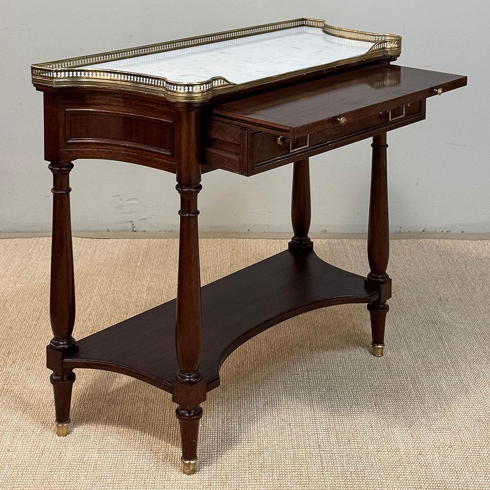 Antique French Directoire Mahogany Console with Carrara Marble Top For Sale 8