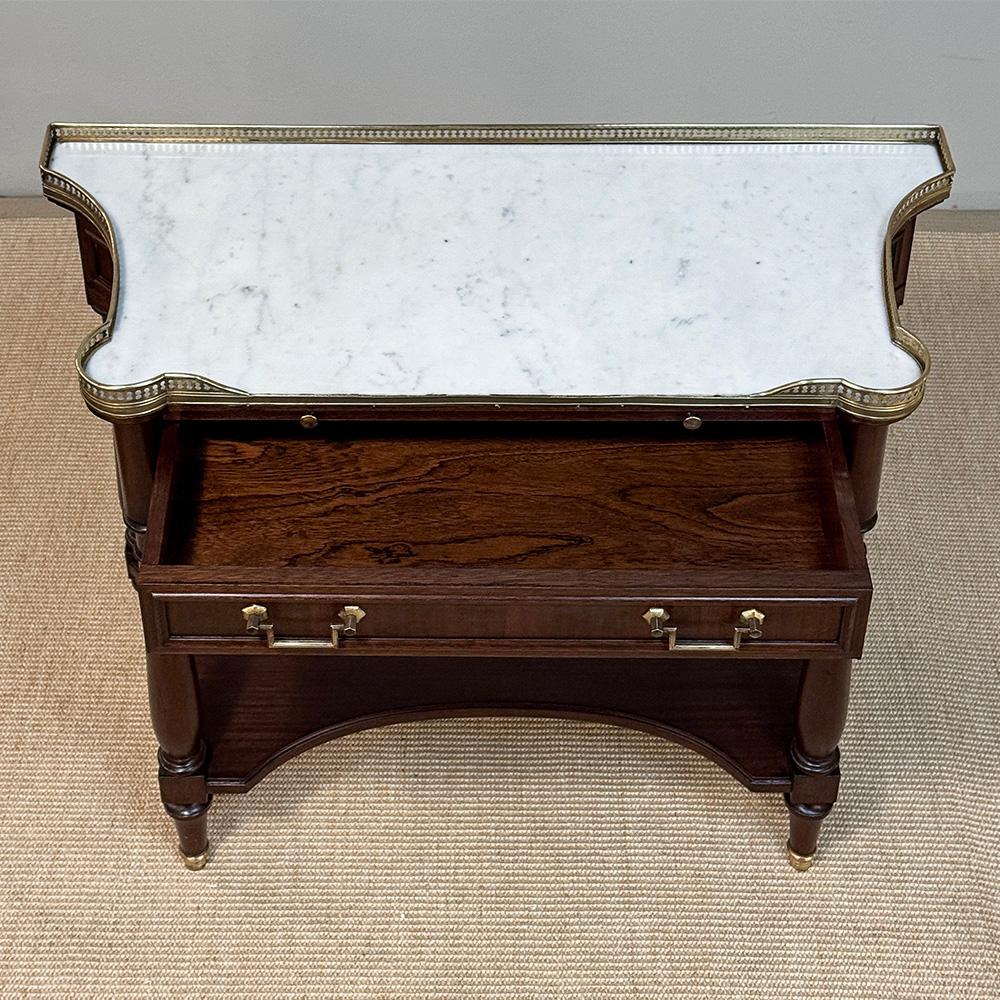 Antique French Directoire Mahogany Console with Carrara Marble Top For Sale 9