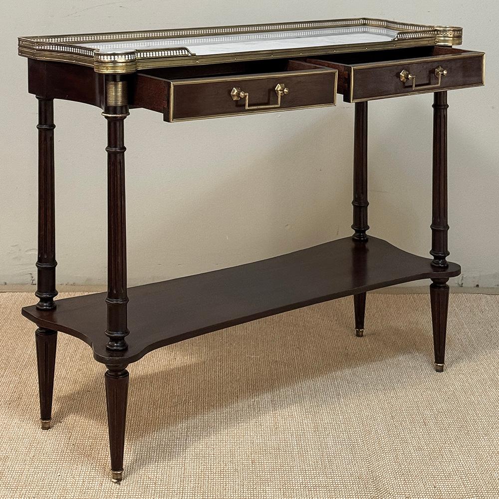 Antique French Directoire Console in mogano con piano in marmo di Carrara in vendita 7