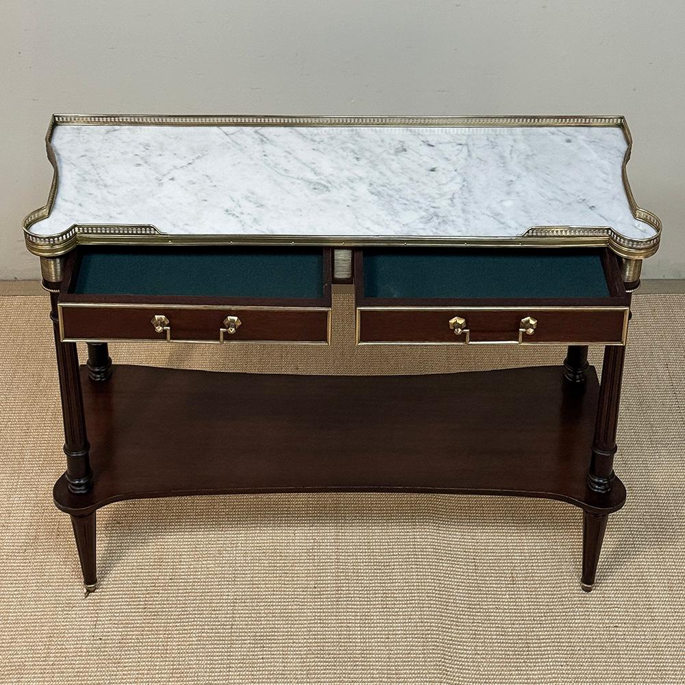 Antique French Directoire Console in mogano con piano in marmo di Carrara in vendita 8